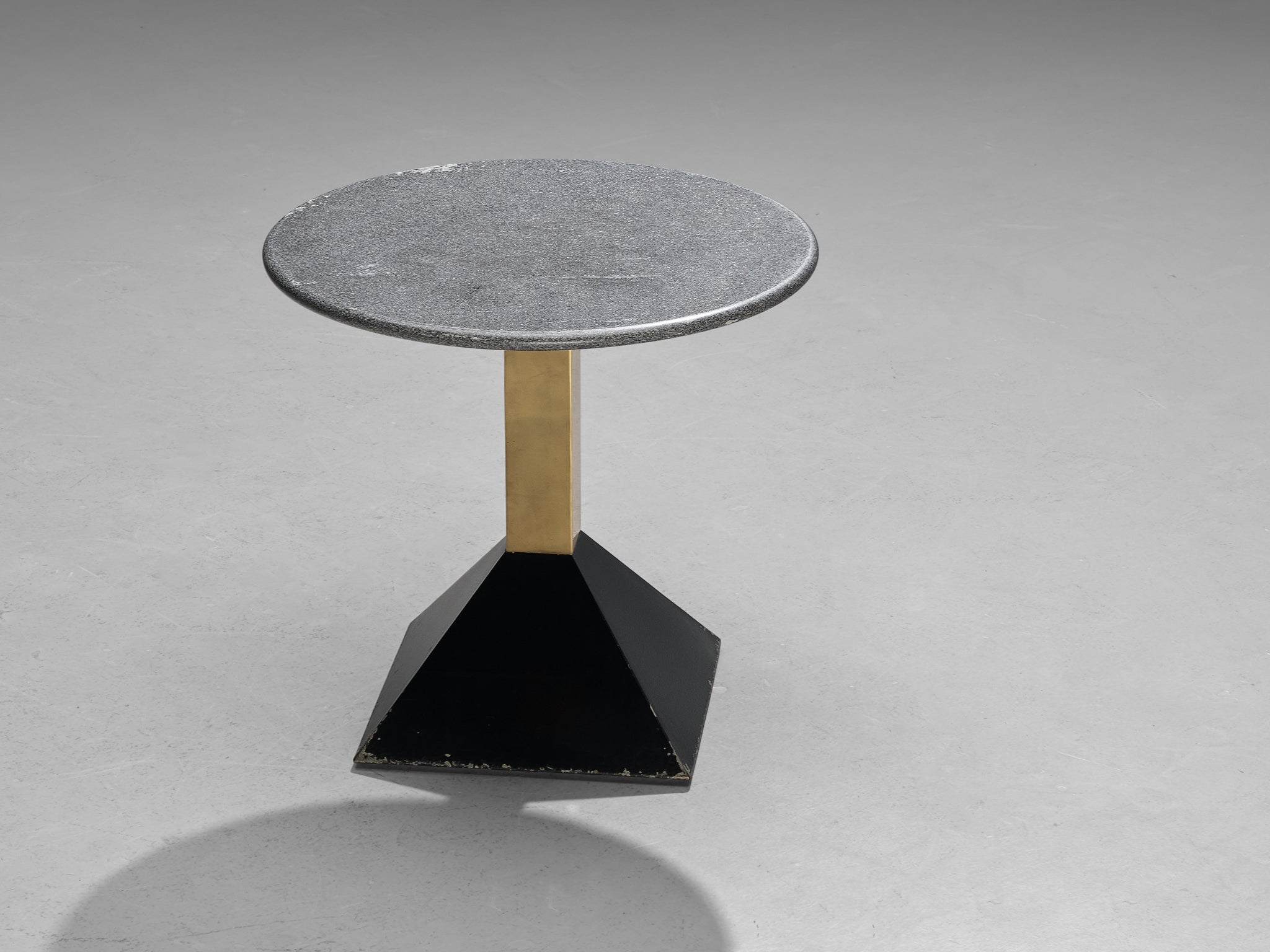 Italian Round Side Table in Metal and Grey Granite tables Morentz