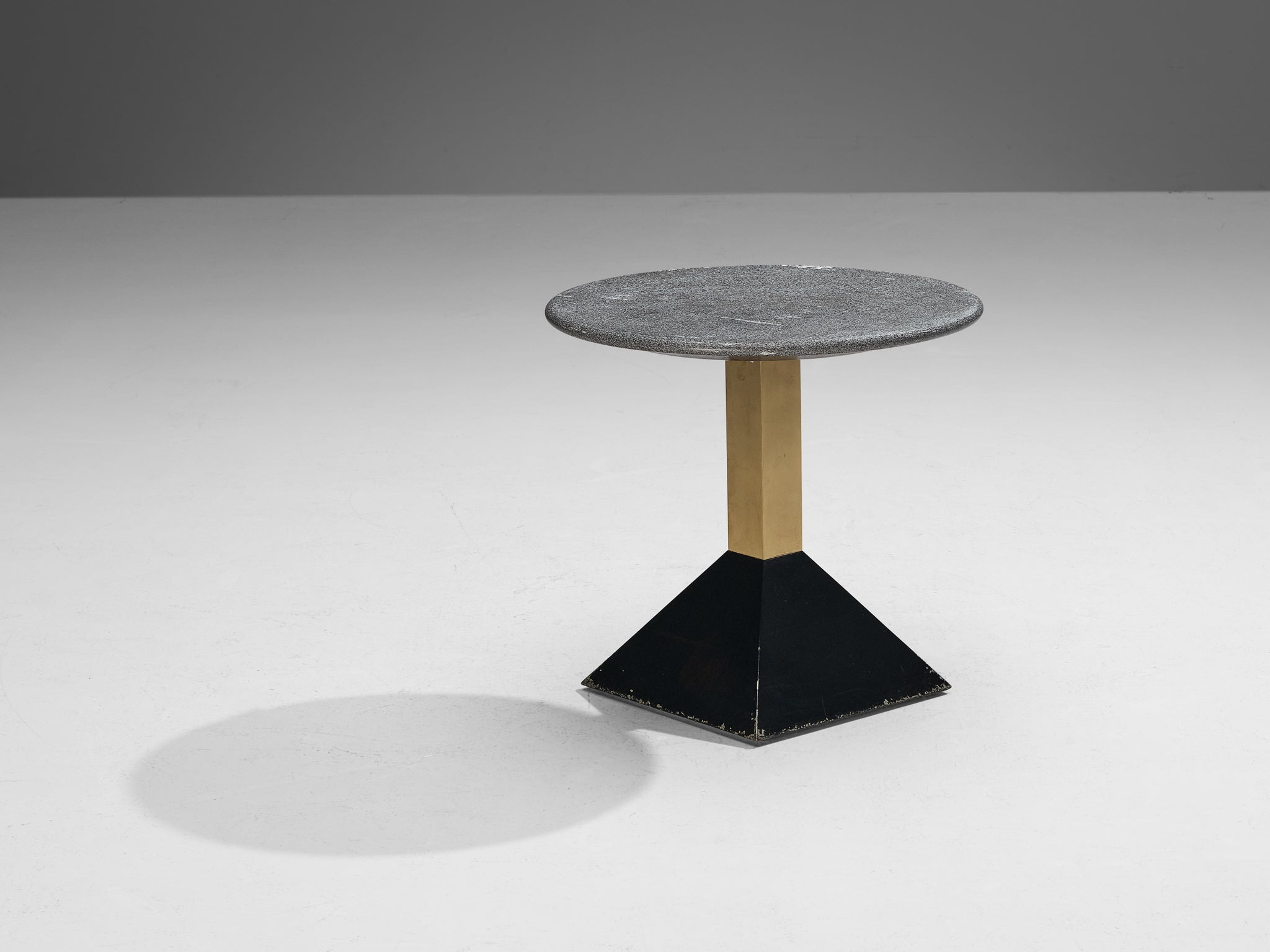 Italian Round Side Table in Metal and Grey Granite tables Morentz