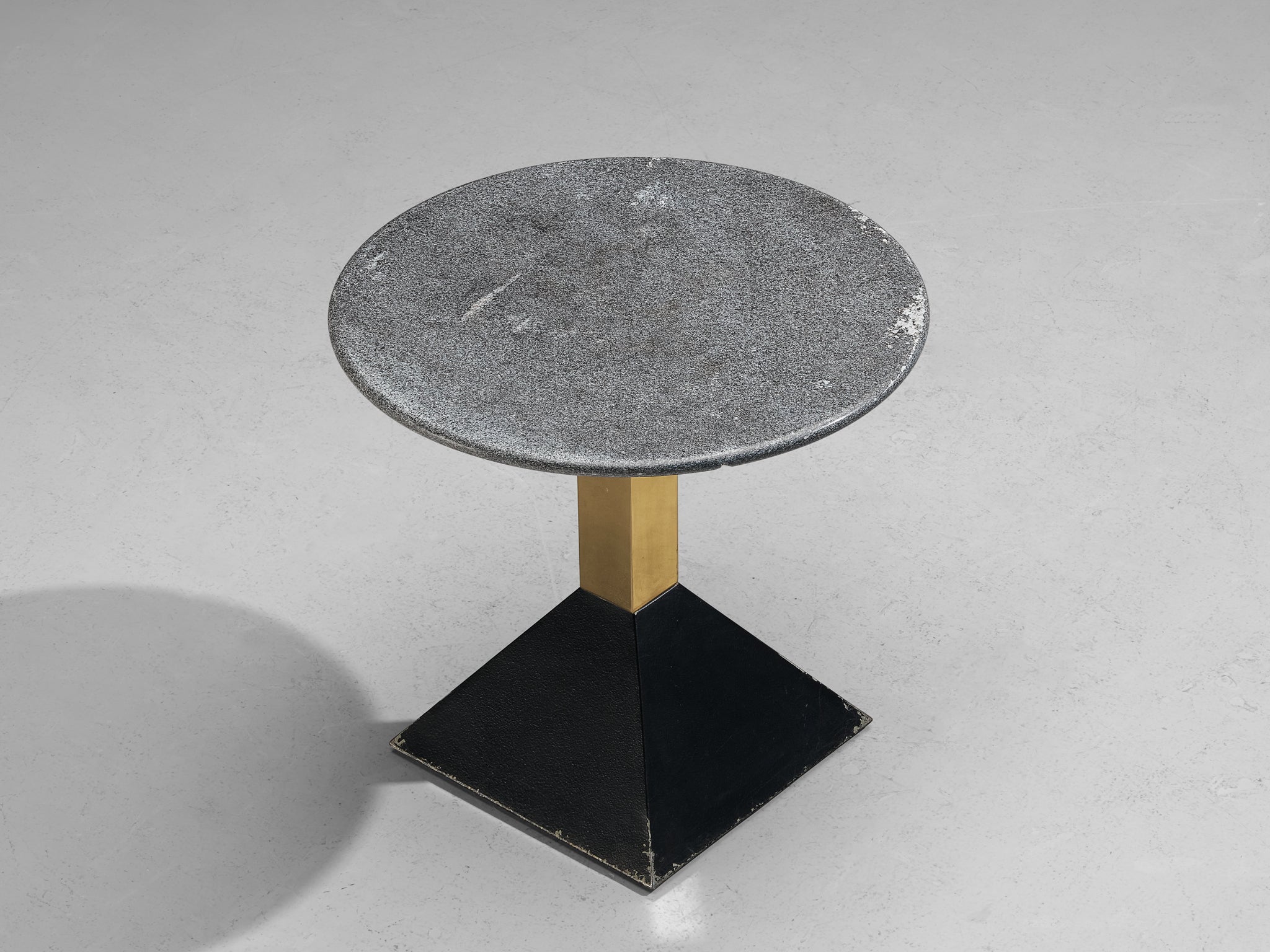 Italian Round Side Table in Metal and Grey Granite tables Morentz