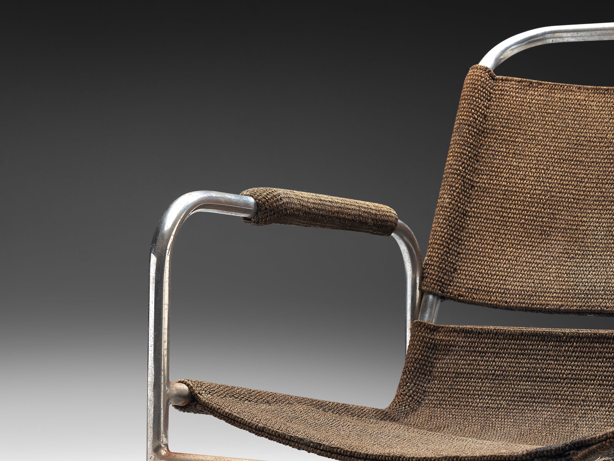 Bas Van Pelt Tubular Armchair in Original Sisal Seating Morentz