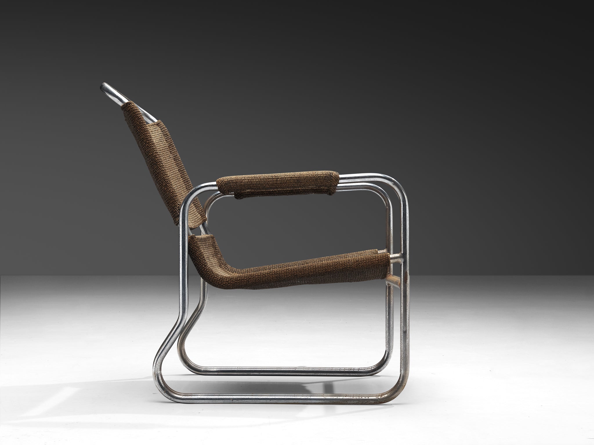 Bas Van Pelt Tubular Armchair in Original Sisal Seating Morentz