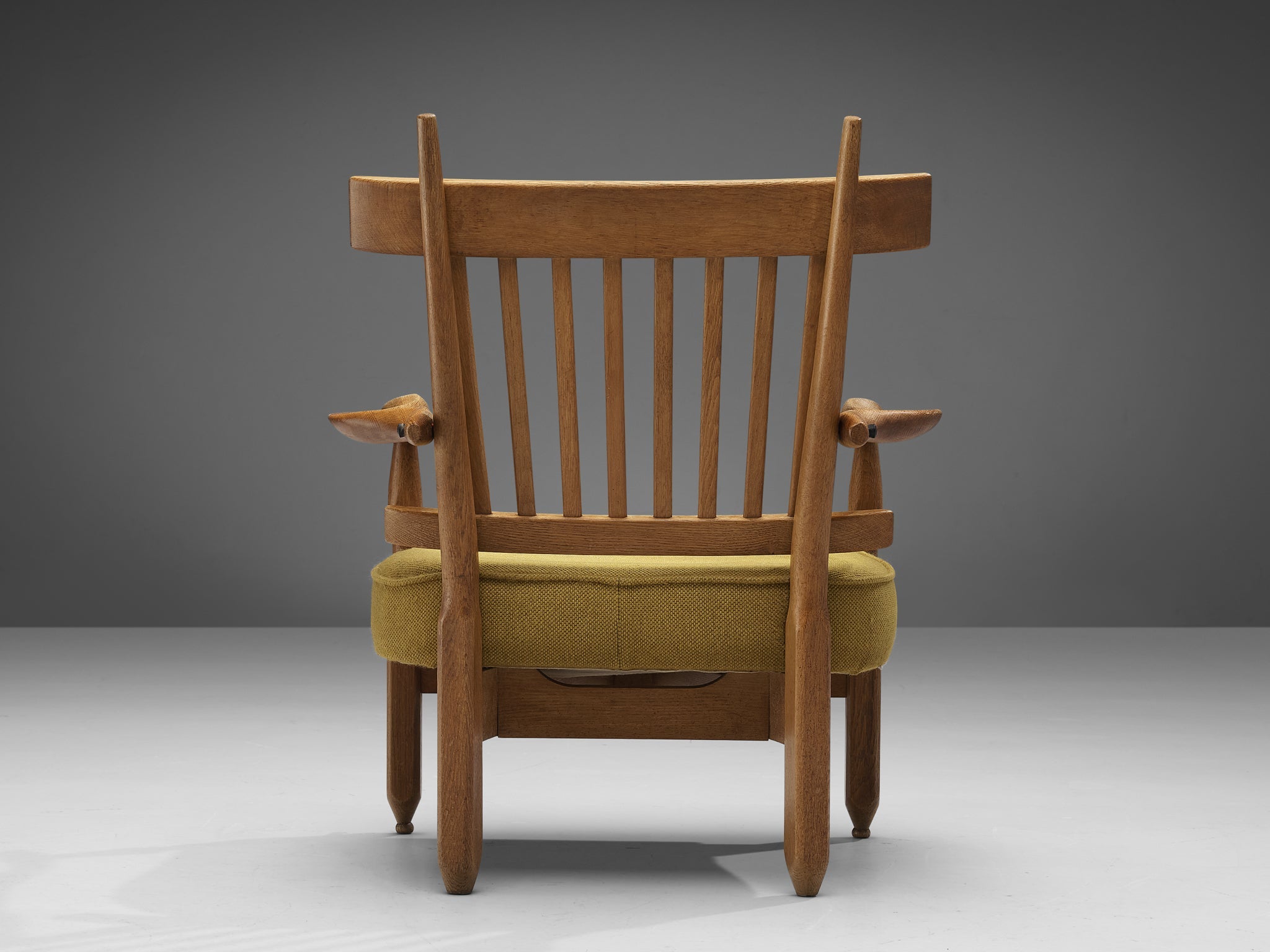 Guillerme & Chambron 'Petronille' Lounge Chair in Oak and Ocher Yellow Fabric seating Morentz