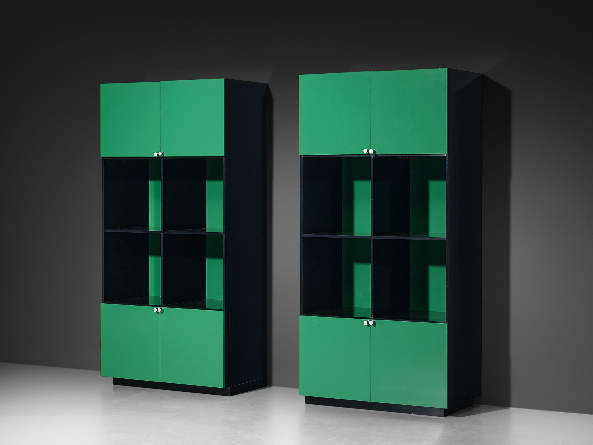 Luigi Saccardo 'Topline' Highboards in Vibrant Green and Black Color Case pieces and storage cabinets Morentz