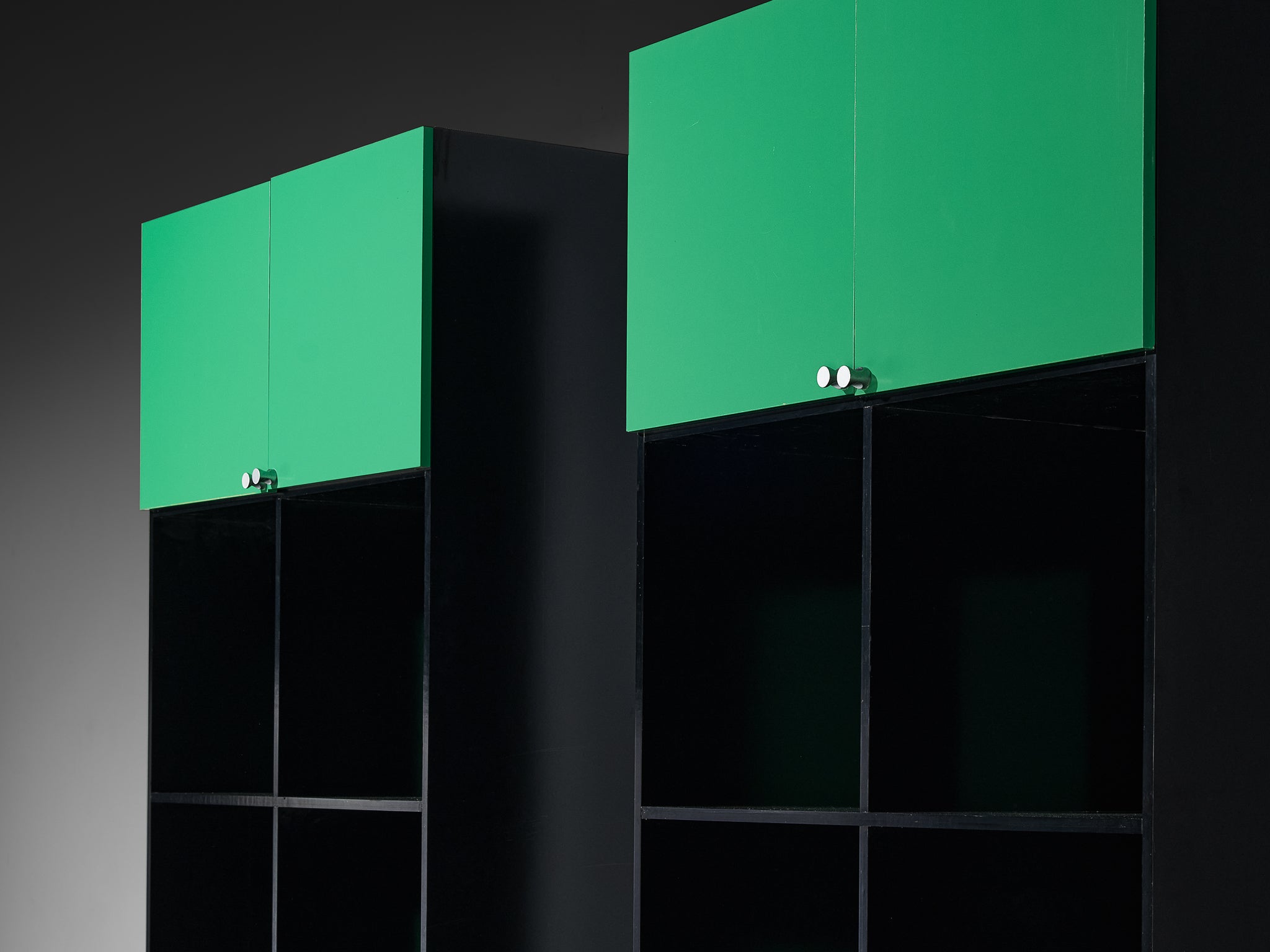 Luigi Saccardo 'Topline' Highboards in Vibrant Green and Black Color Case pieces and storage cabinets Morentz