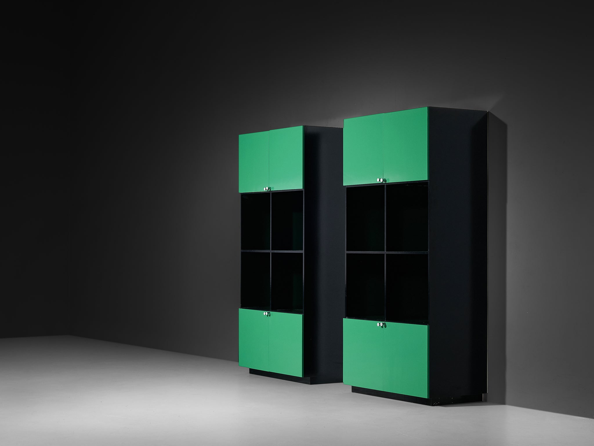 Luigi Saccardo 'Topline' Highboards in Vibrant Green and Black Color Case pieces and storage cabinets Morentz