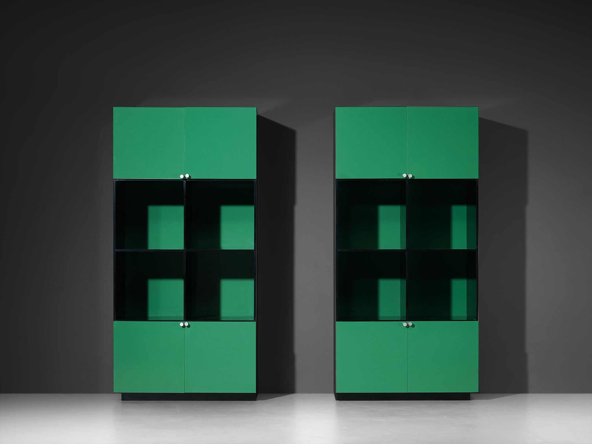 Luigi Saccardo 'Topline' Highboards in Vibrant Green and Black Color Case pieces and storage cabinets Morentz
