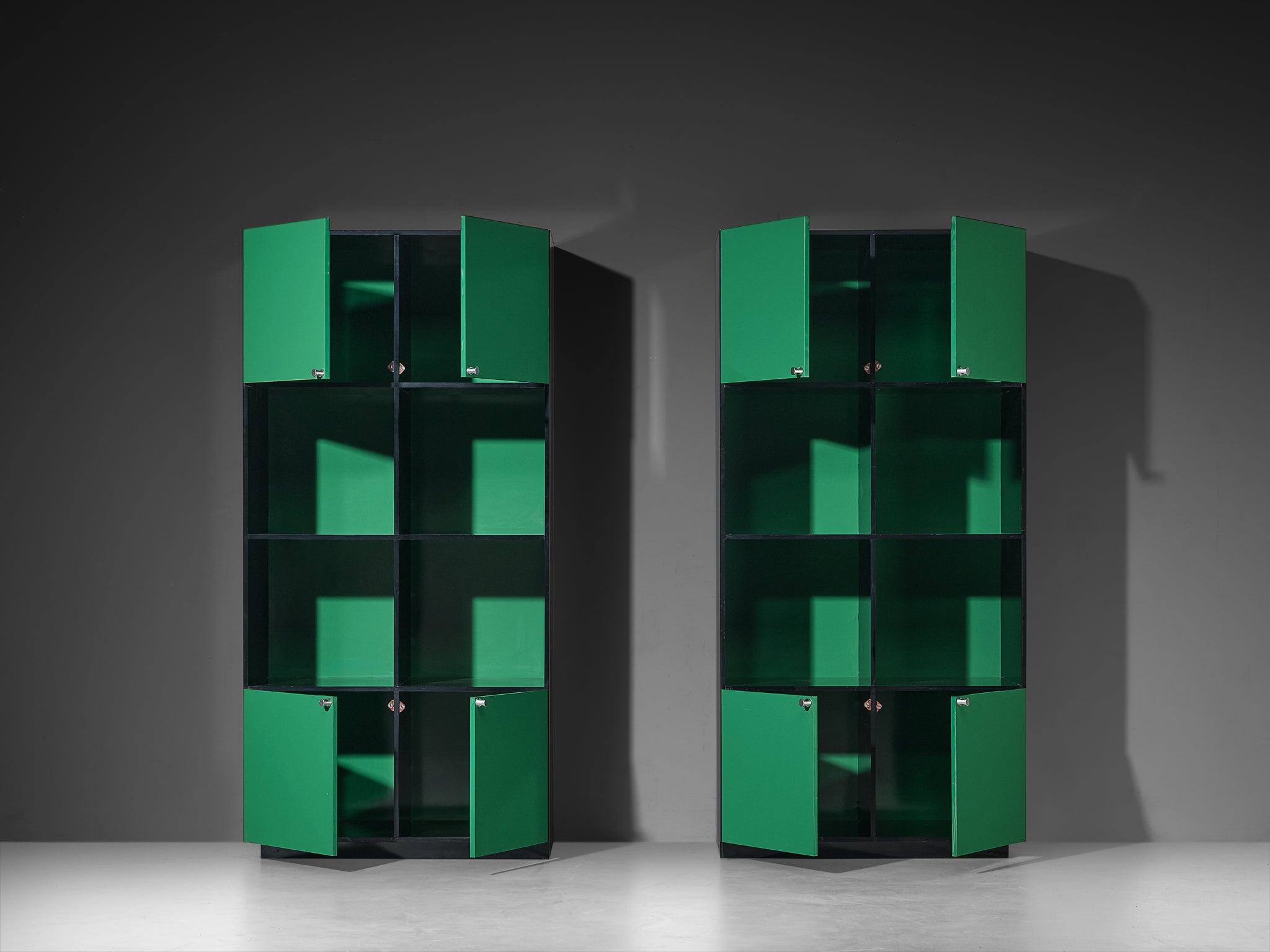 Luigi Saccardo 'Topline' Highboards in Vibrant Green and Black Color Case pieces and storage cabinets Morentz