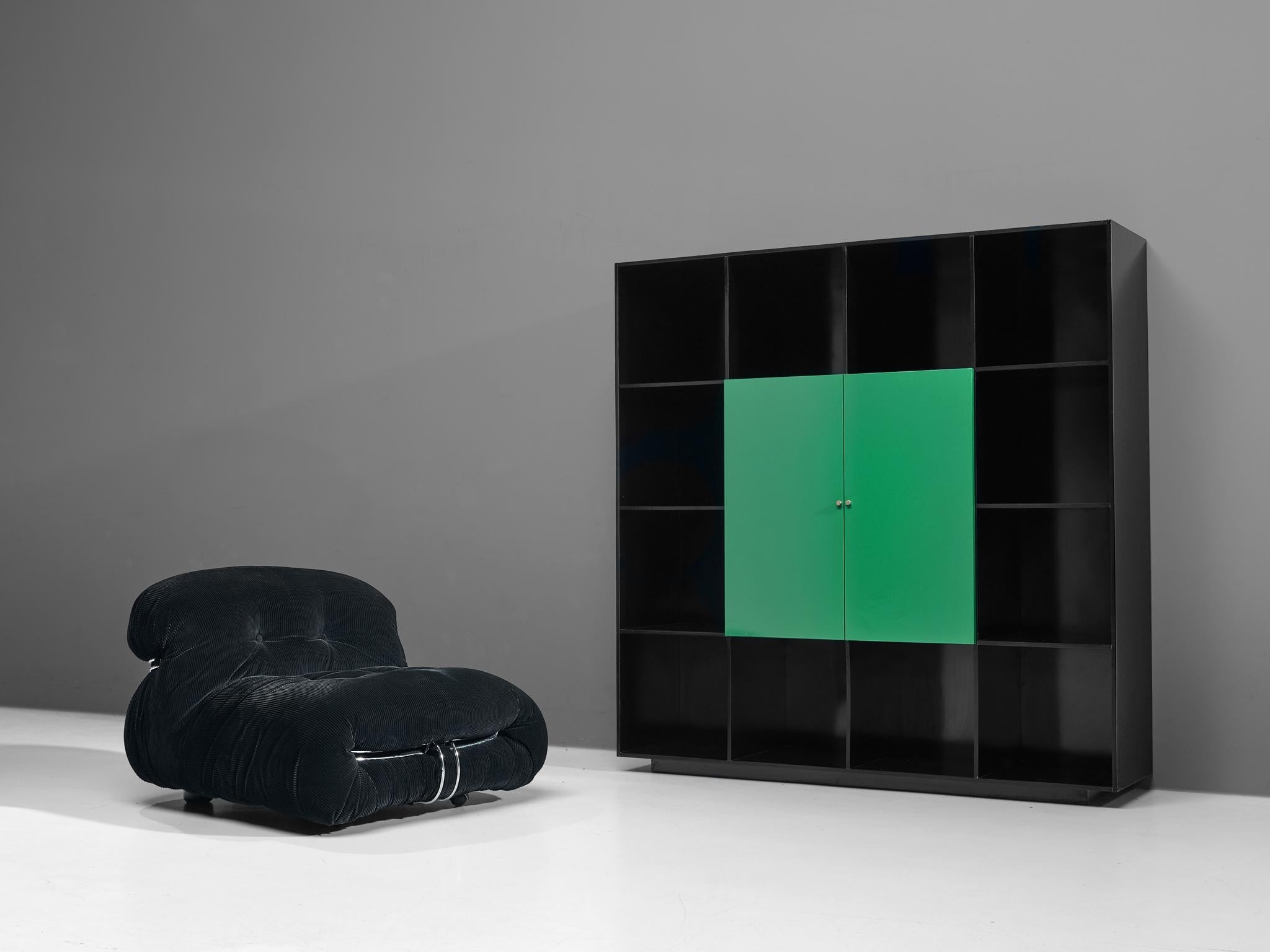 Luigi Saccardo 'Topline' Wall Unit in Vibrant Green and Black Color case pieces and storage cabinets Morentz
