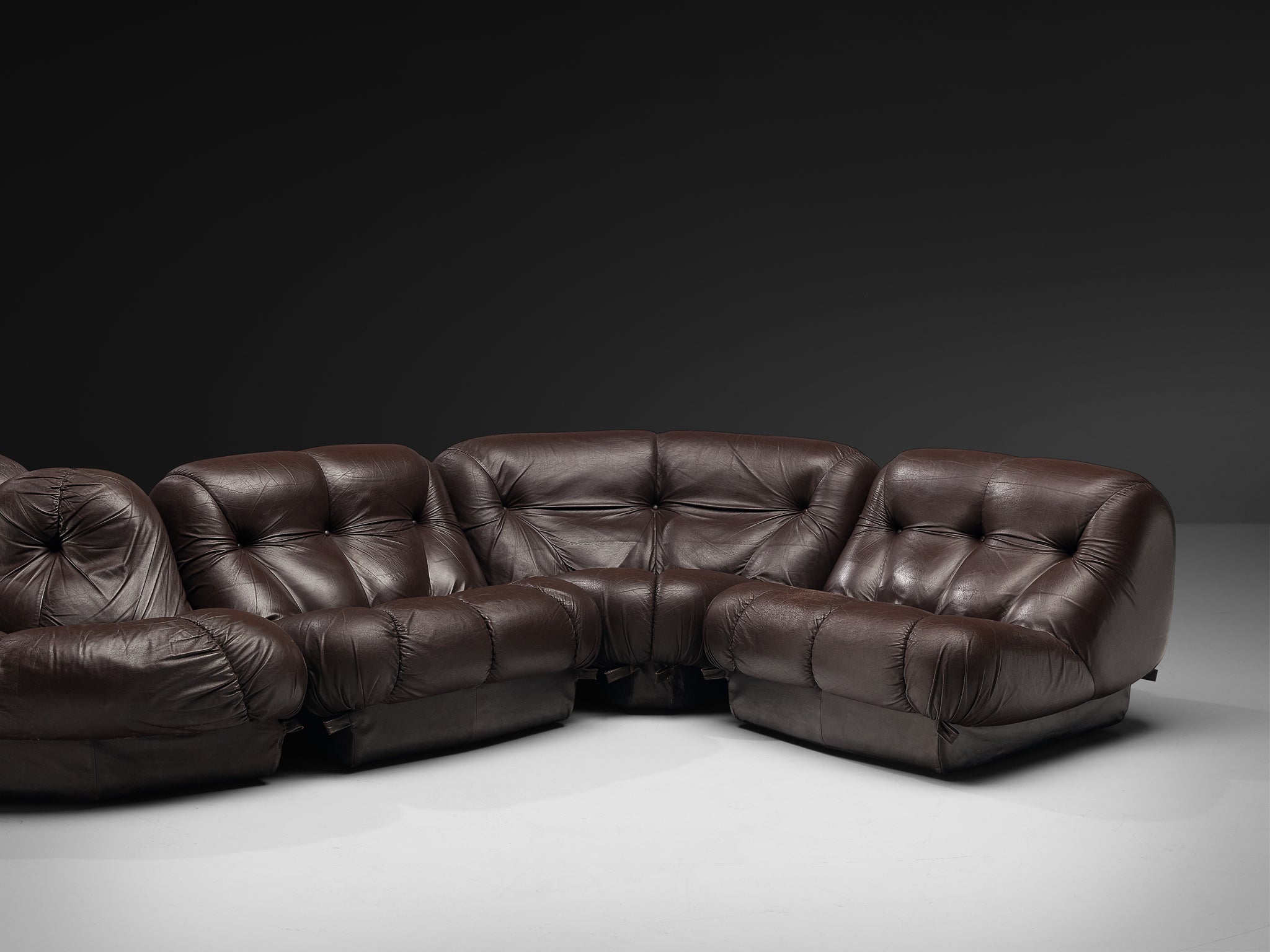 Rimo Maturi for Mimo Padova Sofa Model ´Nuvolone´ in Brown Leather Seating Morentz