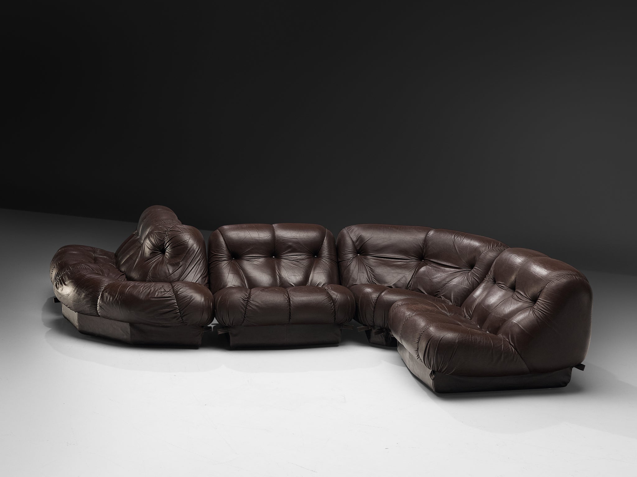 Rimo Maturi for Mimo Padova Sofa Model ´Nuvolone´ in Brown Leather Seating Morentz