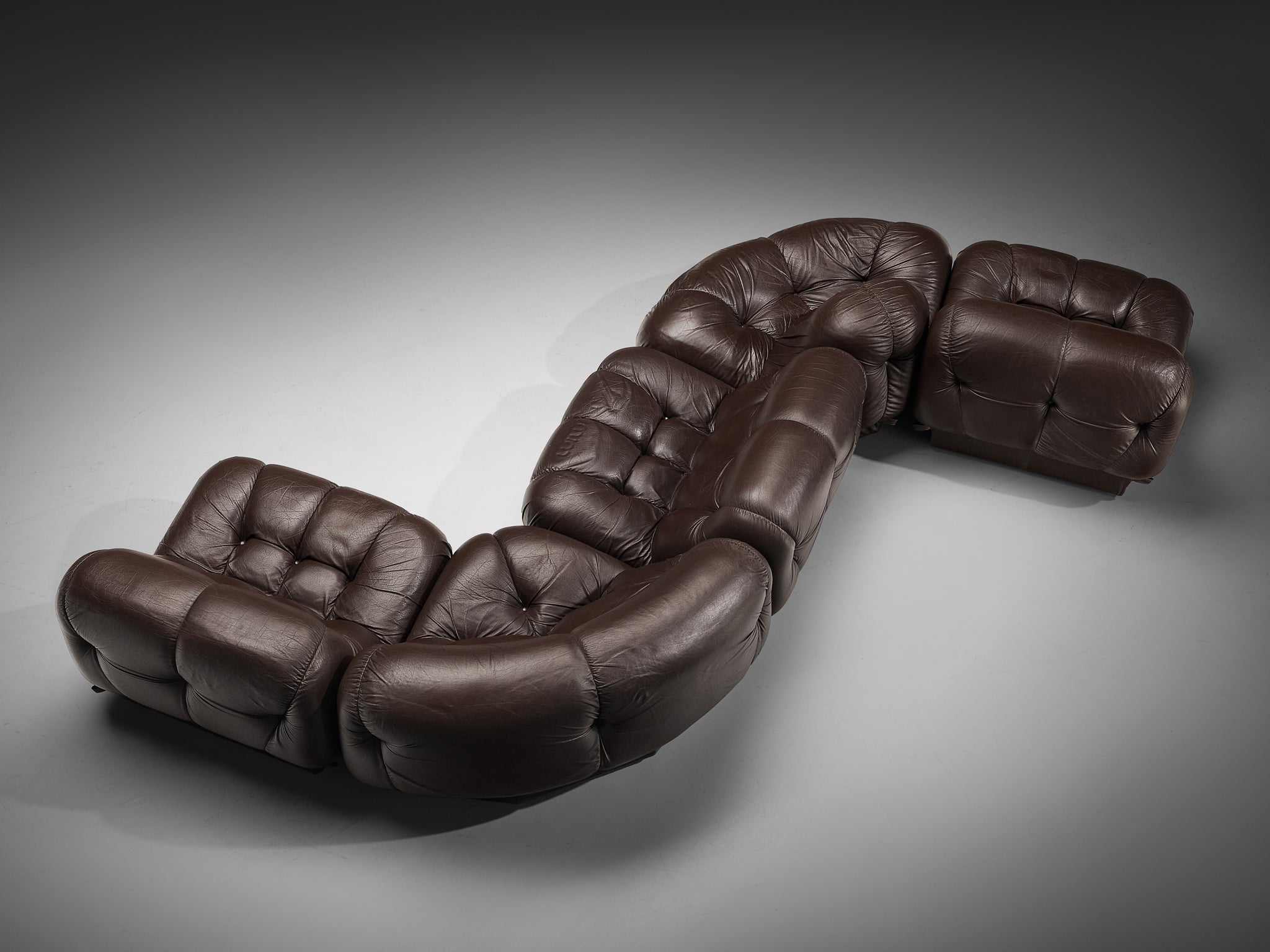 Rimo Maturi for Mimo Padova Sofa Model ´Nuvolone´ in Brown Leather Seating Morentz