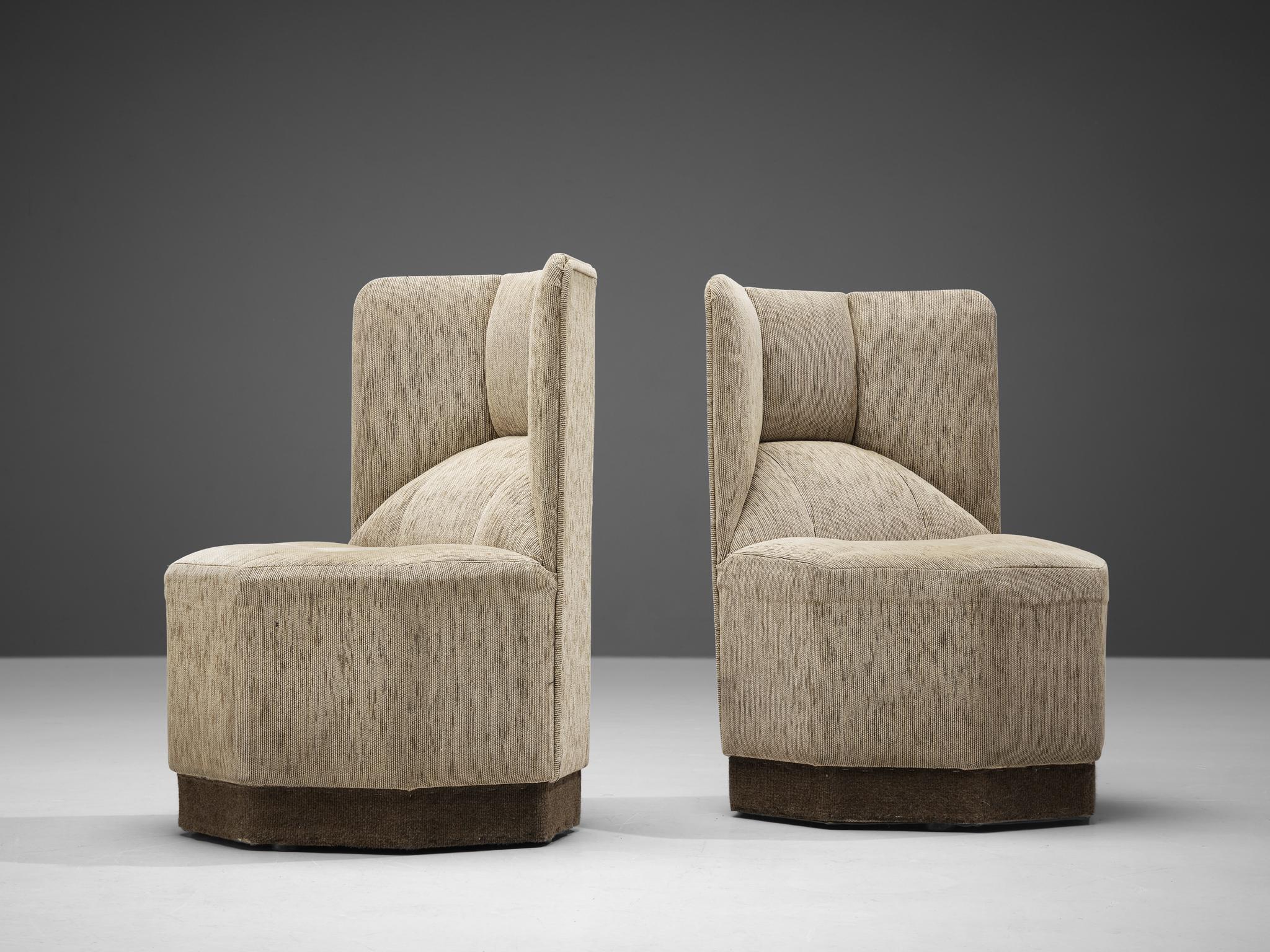 Octagonal Modular Side Chairs in Grey Fabric Upholstery