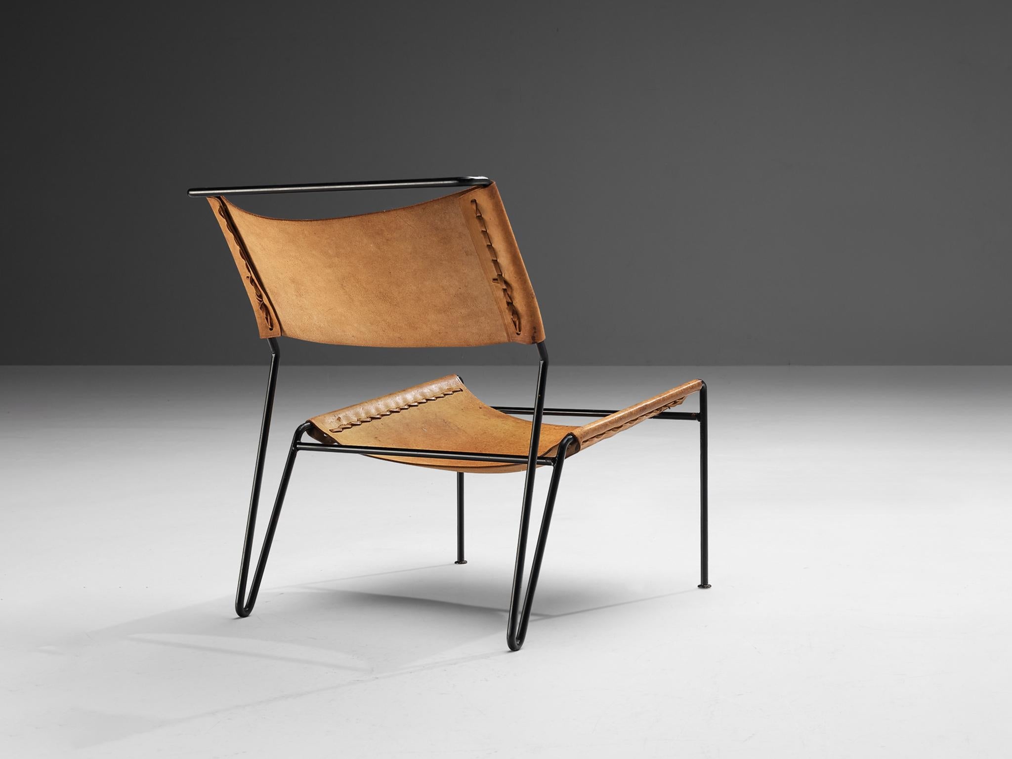 A. Dolleman for Metz & Co Modernist Easy Chair in Leather seating Morentz