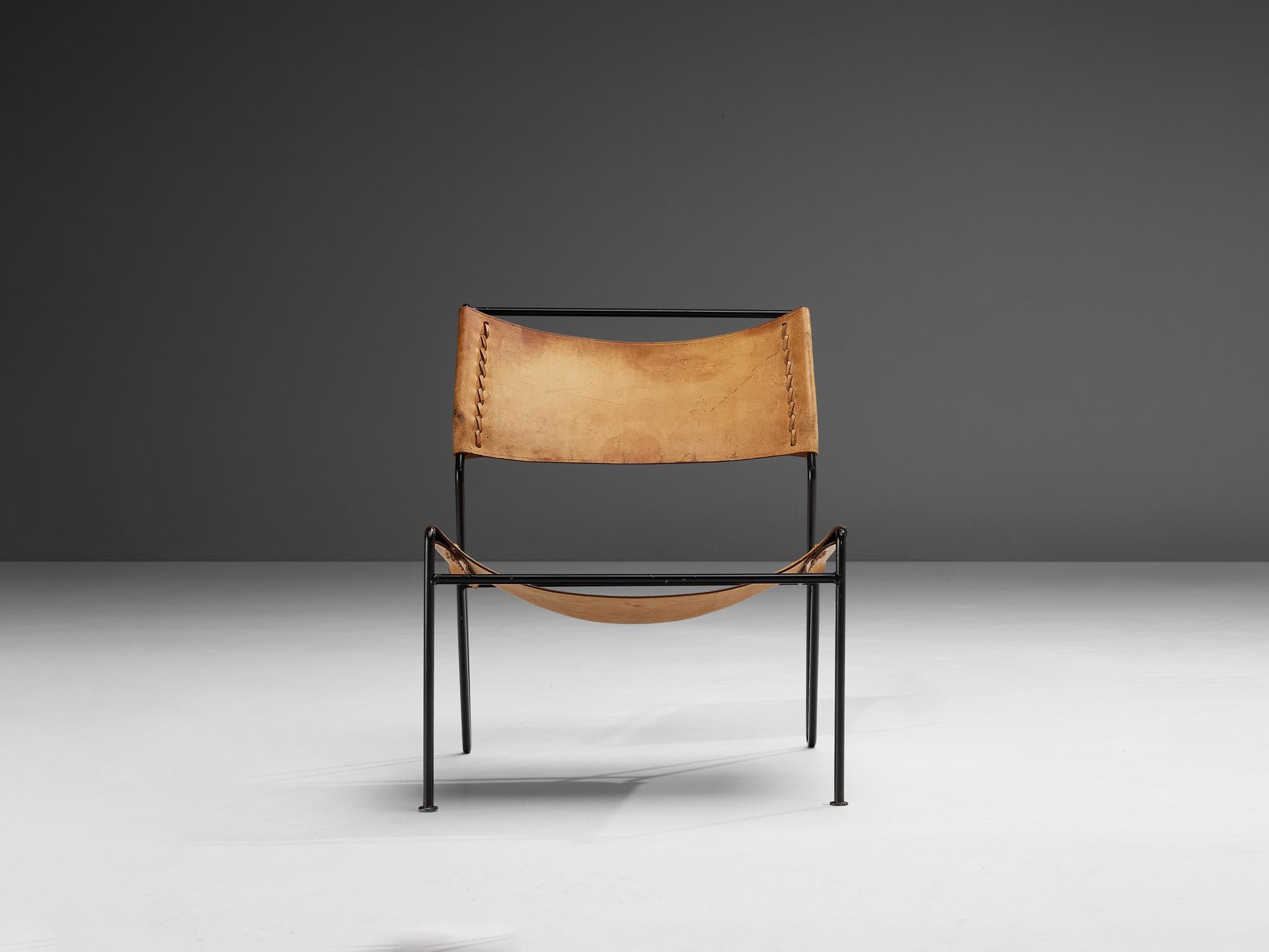 A. Dolleman for Metz & Co Modernist Easy Chair in Leather seating Morentz