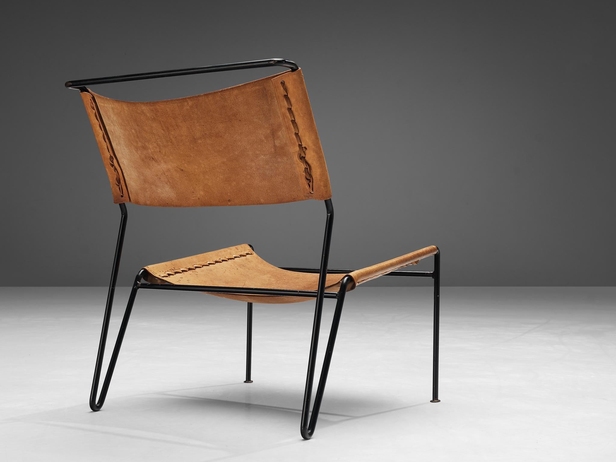 A. Dolleman for Metz & Co Modernist Easy Chair in Leather seating Morentz