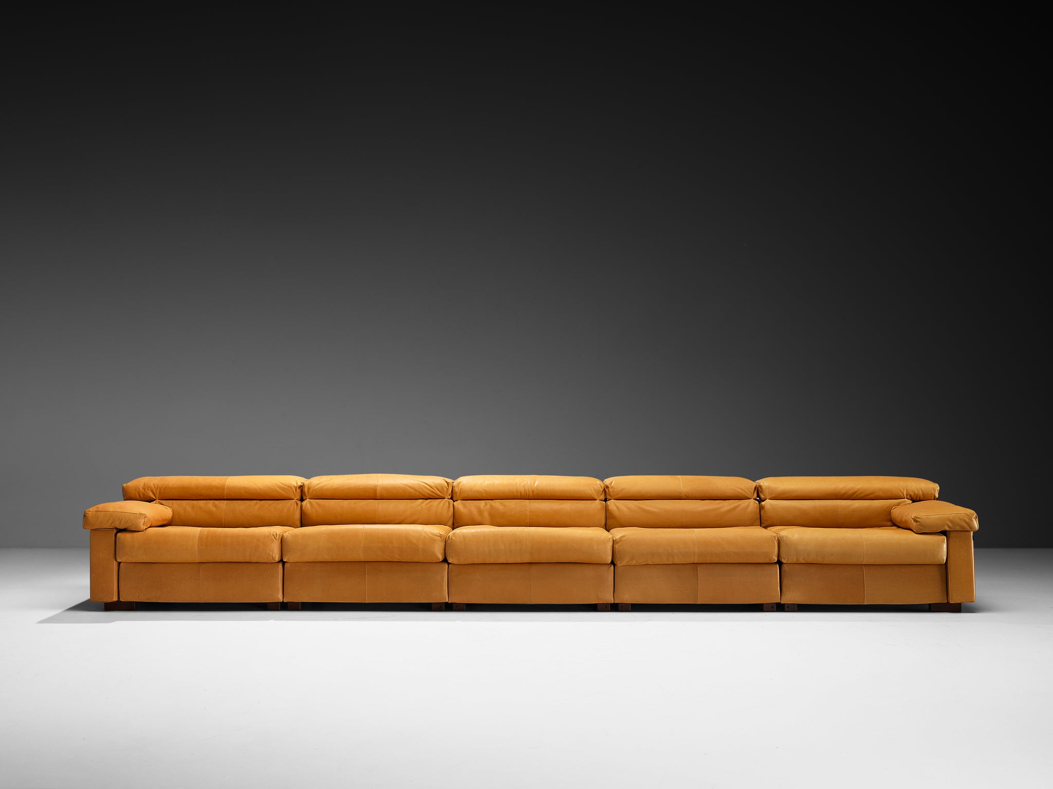 Afra & Tobia Scarpa for B&B Italia Sectional 'Erasmo' Sofa in Cognac Camel Leather Seating Morentz