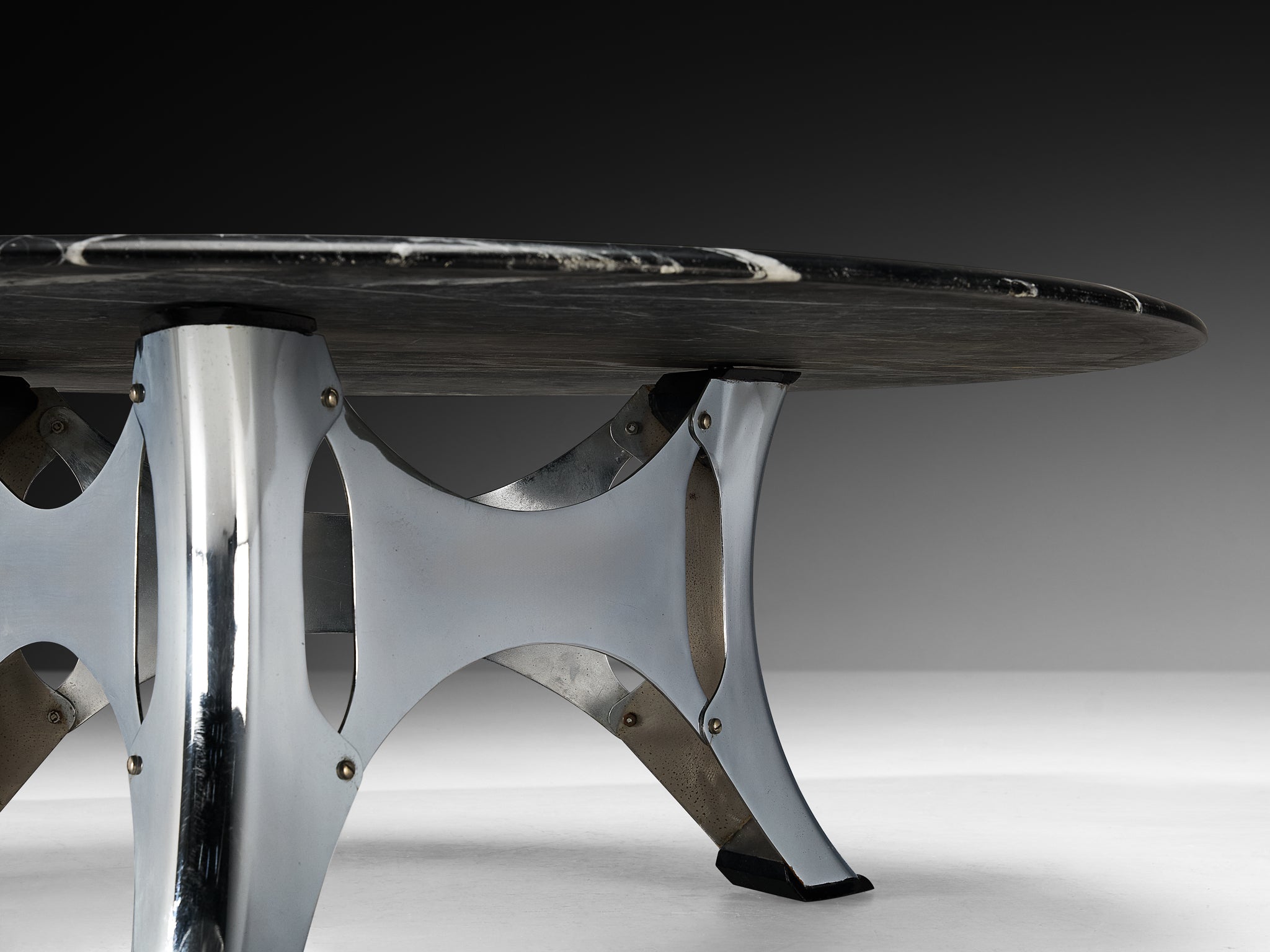 Rare Martin Visser 'Bumper' Coffee Table in Metal and Marble Tables Morentz