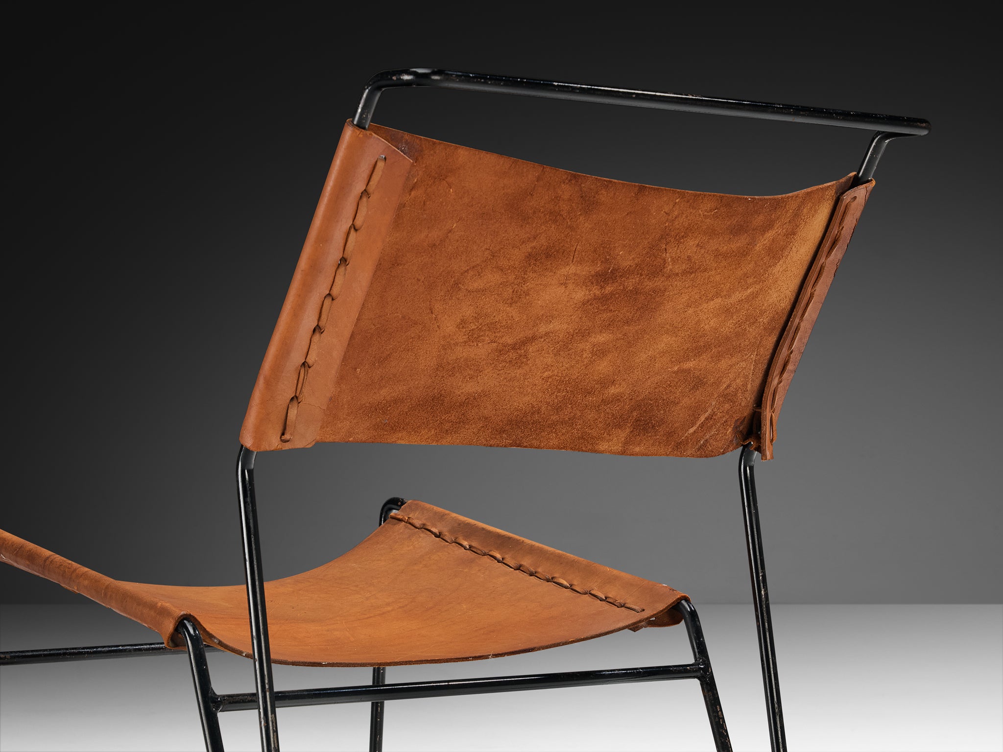 A. Dolleman for Metz & Co Pair of Modernist Easy Chairs in Brown Leather Seating Morentz