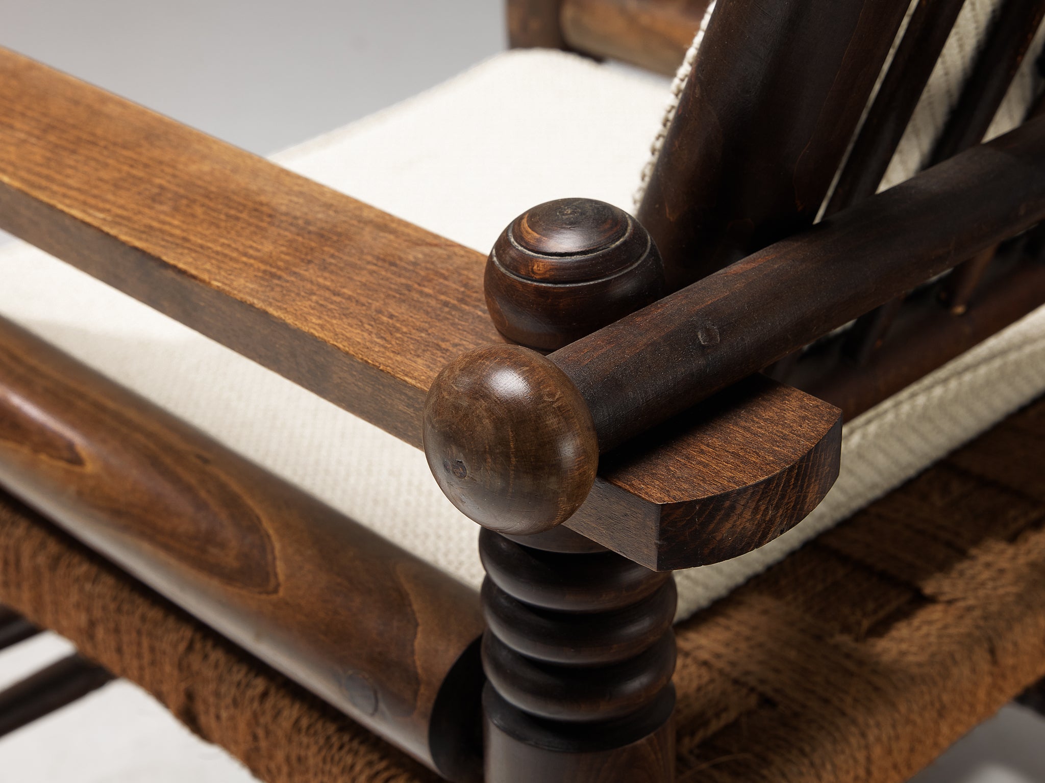 Charles Dudouyt Pair of Art Deco Lounge Chairs with Rush Seat seating Morentz