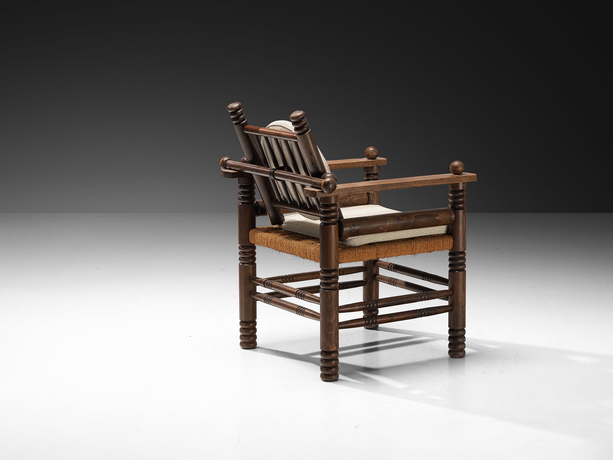 Charles Dudouyt Pair of Art Deco Lounge Chairs with Rush Seat seating Morentz