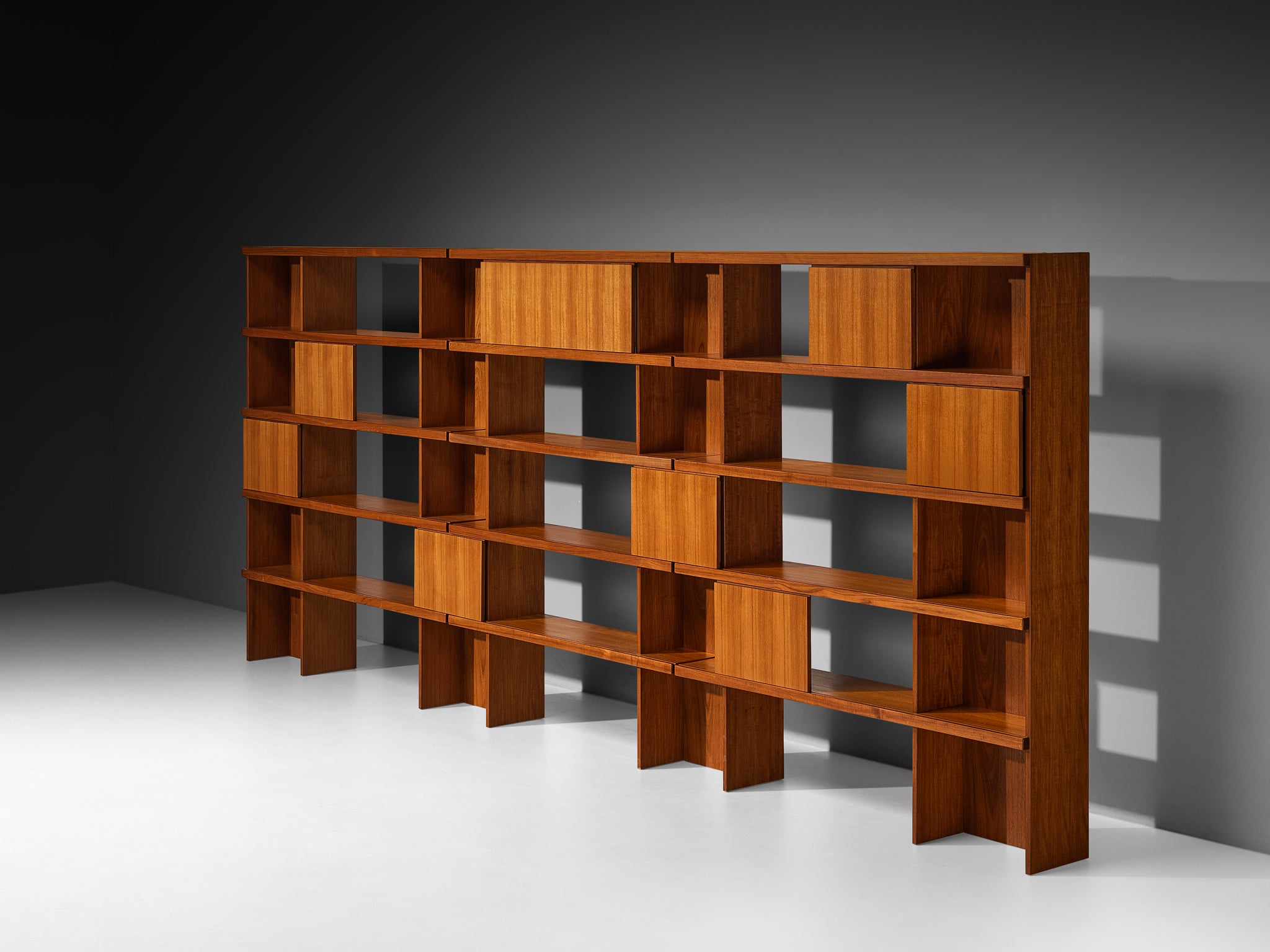 Ilmari Tapiovaara for La Permanente Mobili Cantù Bookcase in Teak and Walnut Case pieces and storage cabinets Morentz