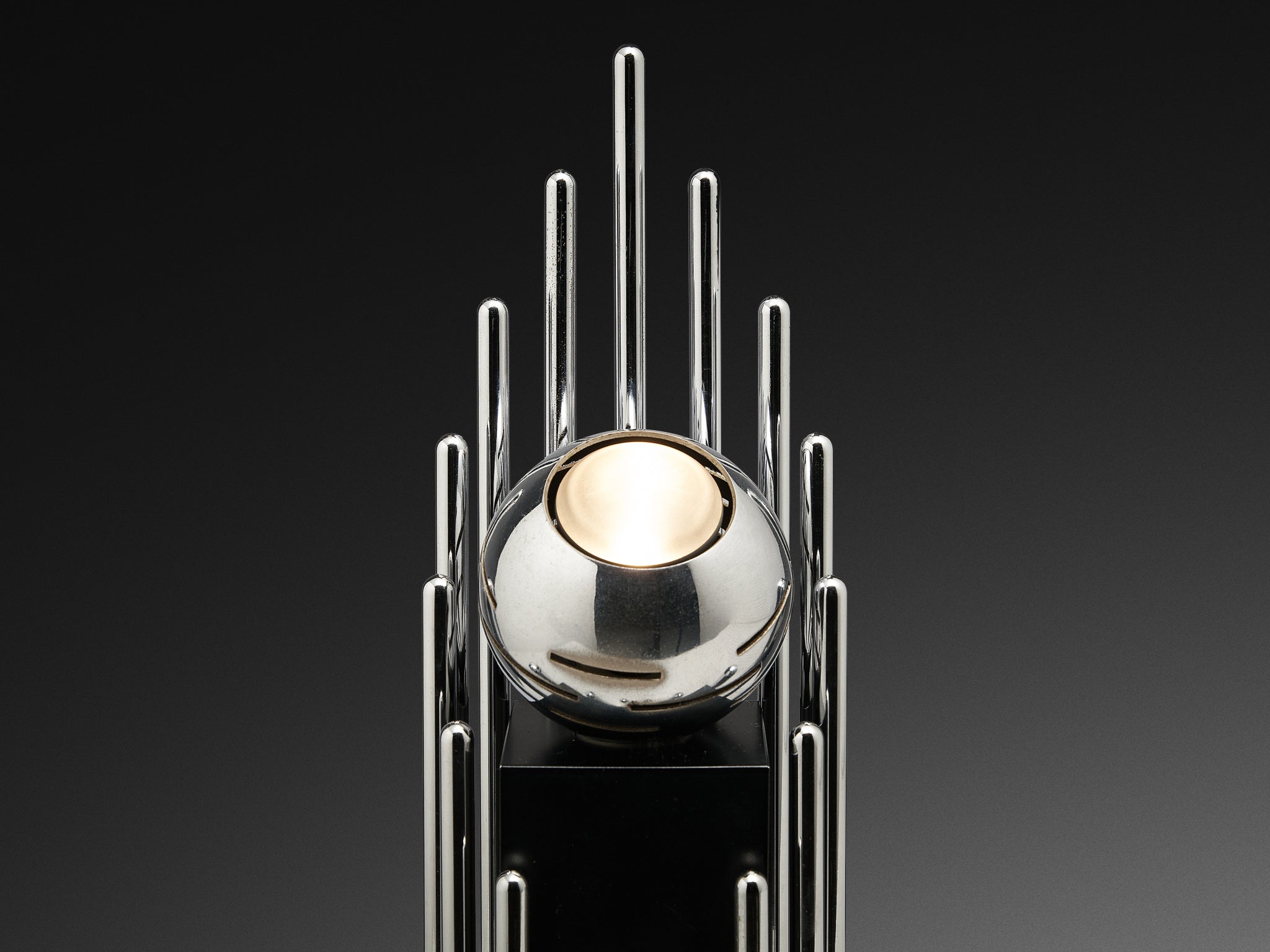 Angelo Lelii for Arredoluce Table Lamp in Chrome-plated Brass Lighting Morentz