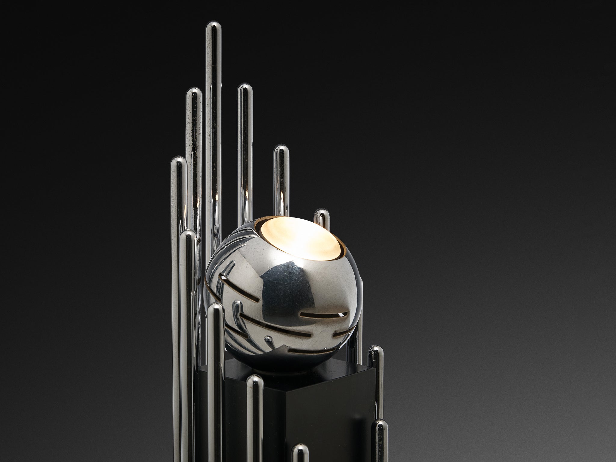 Angelo Lelii for Arredoluce Table Lamp in Chrome-plated Brass Lighting Morentz