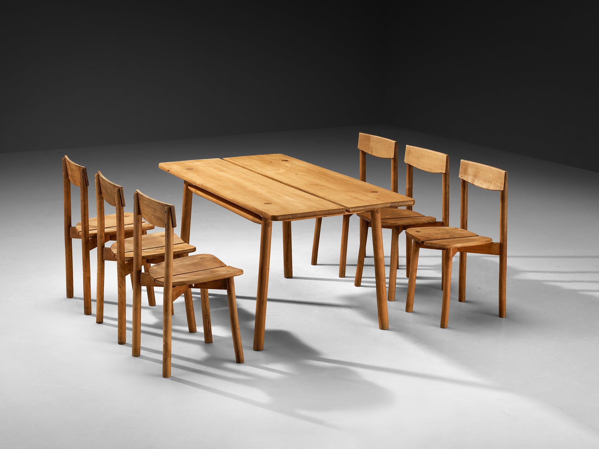 Pierre Gautier-Delaye French Set of Table with Set of Six Dining Chairs Tables Morentz