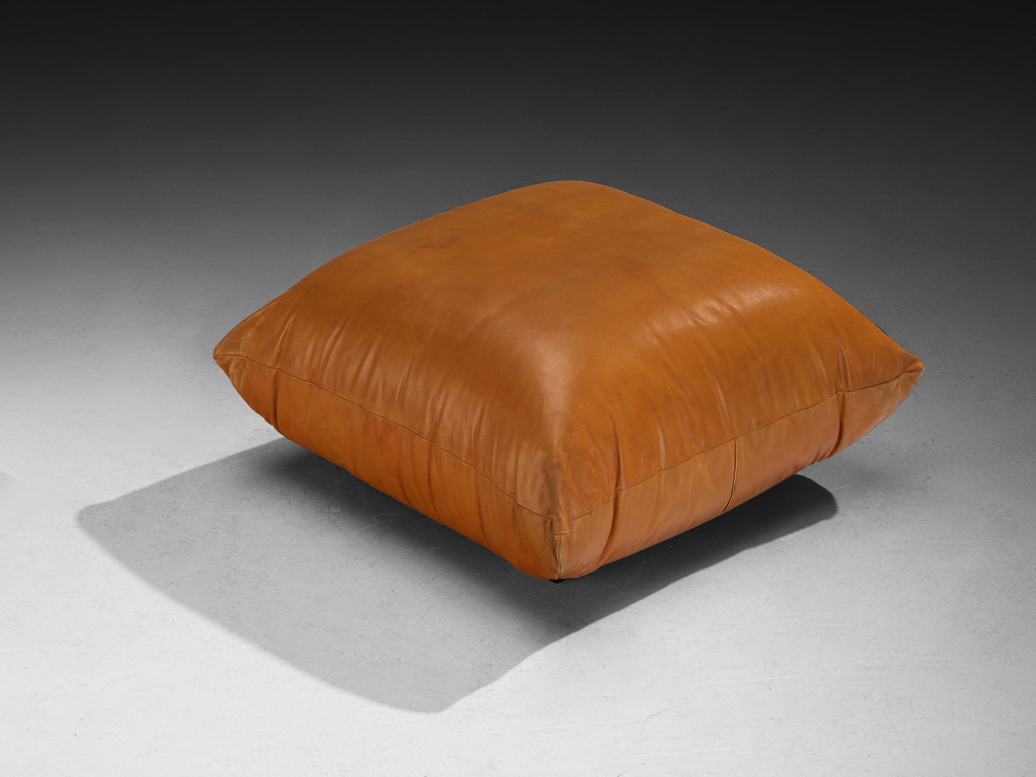 Mario Marenco for Arflex Ottoman in Cognac Leather Seating Morentz