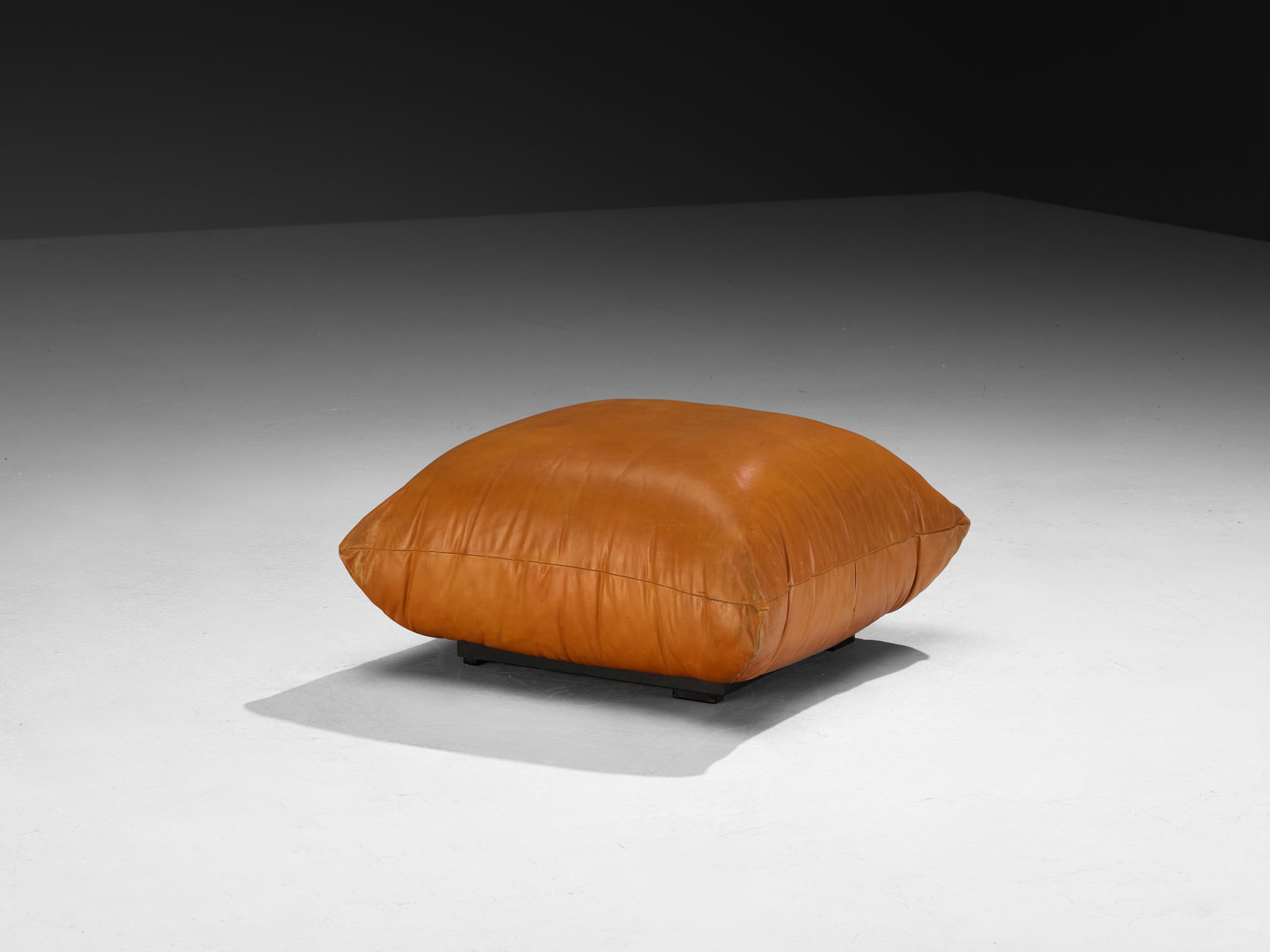 Mario Marenco for Arflex Ottoman in Cognac Leather Seating Morentz