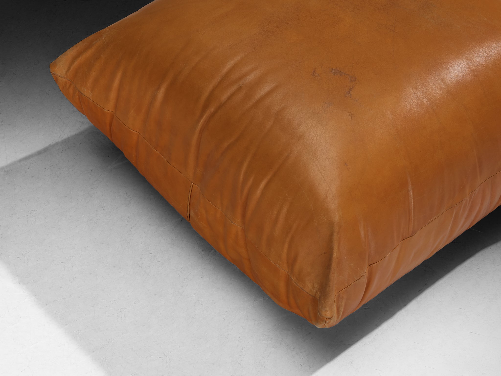 Mario Marenco for Arflex Ottoman in Cognac Leather Seating Morentz