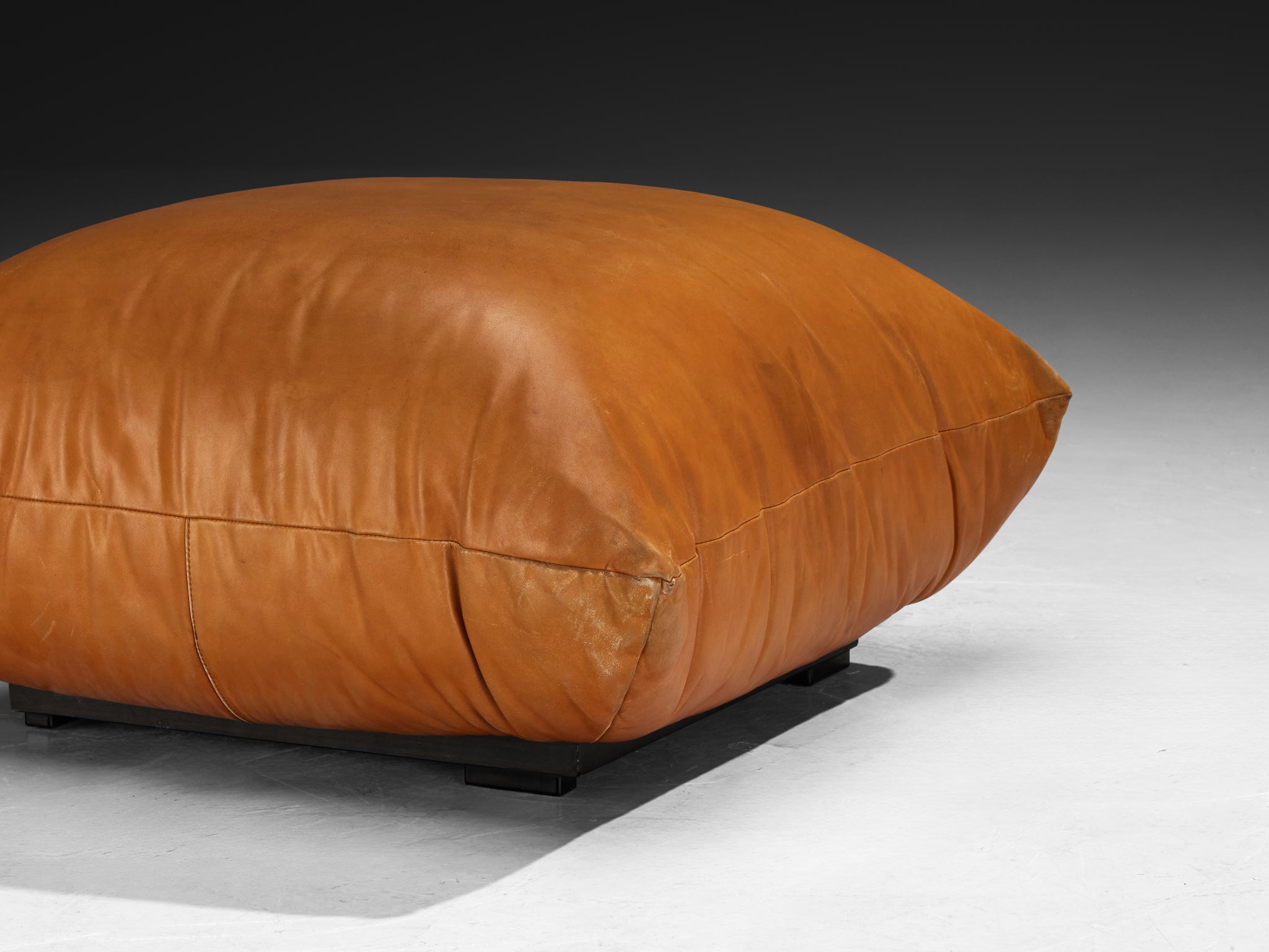 Mario Marenco for Arflex Ottoman in Cognac Leather Seating Morentz