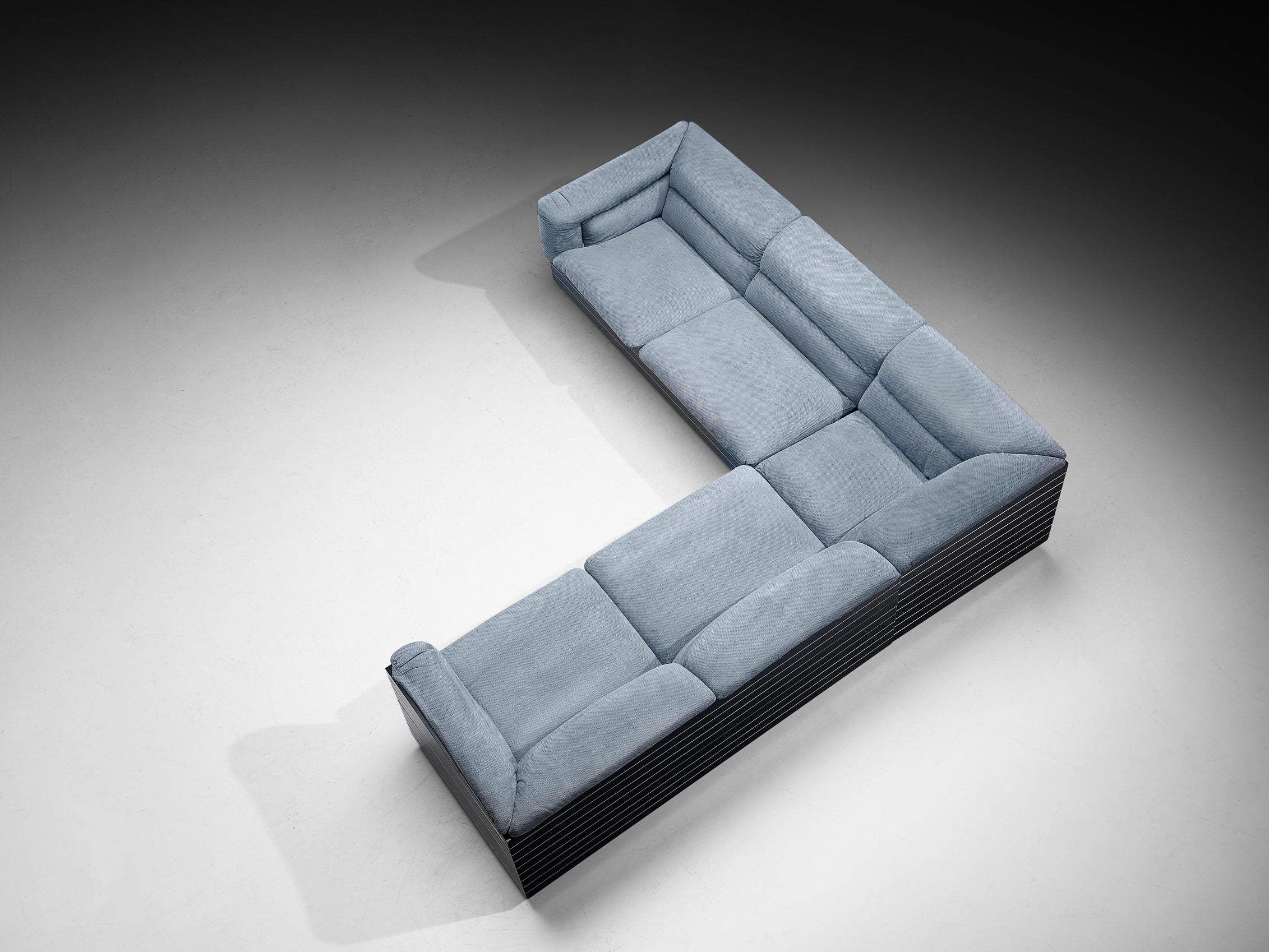 Giovanni Offredi for Saporiti Corner Sofa in Light Blue Upholstery Seating Morentz