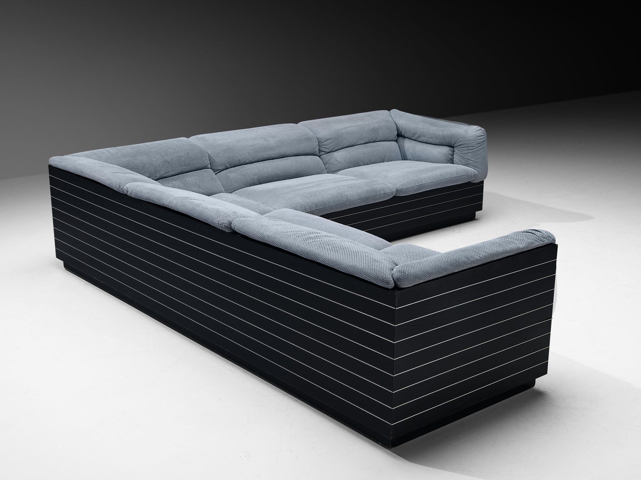 Giovanni Offredi for Saporiti Corner Sofa in Light Blue Upholstery Seating Morentz