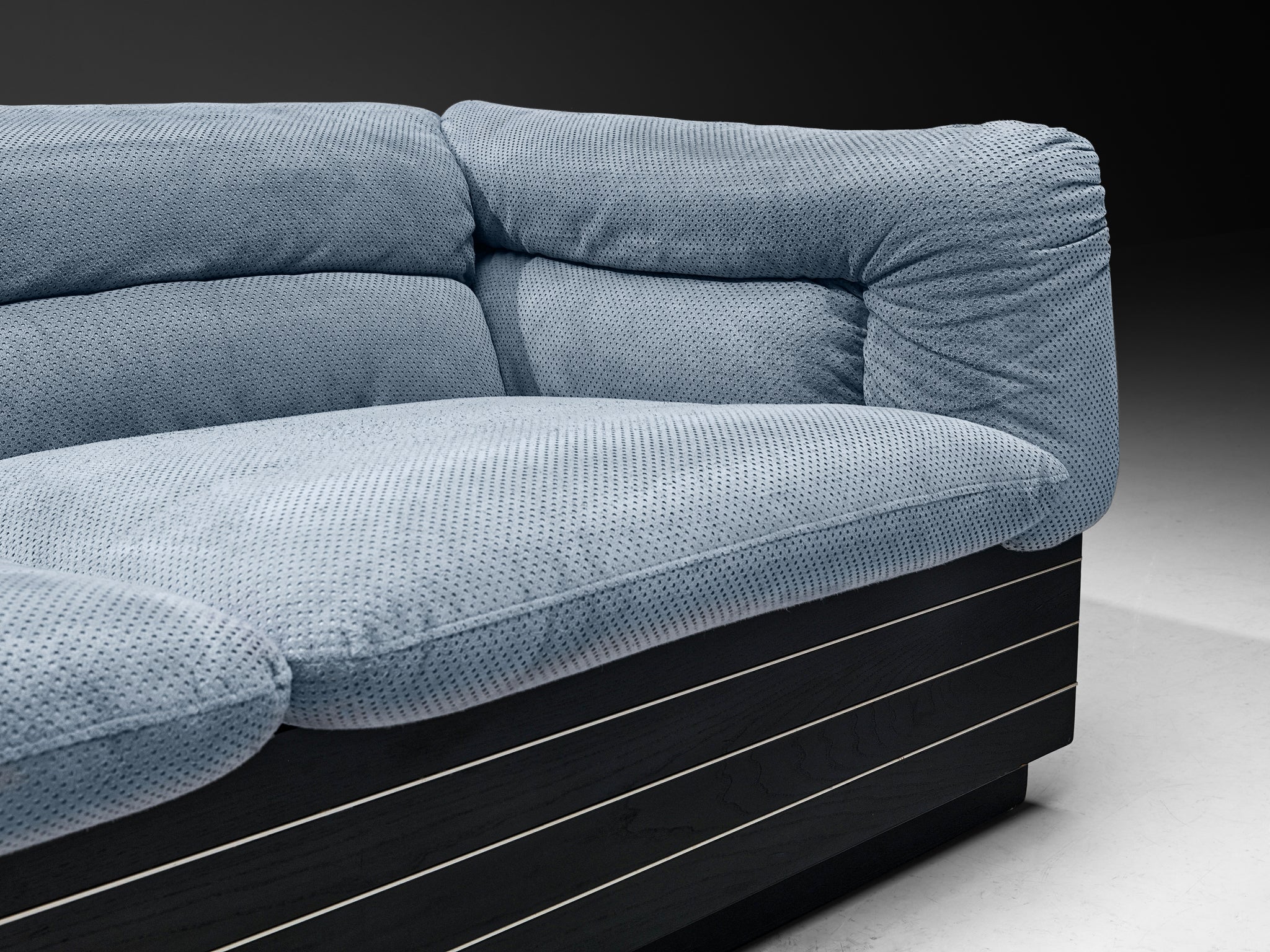 Giovanni Offredi for Saporiti Corner Sofa in Light Blue Upholstery Seating Morentz