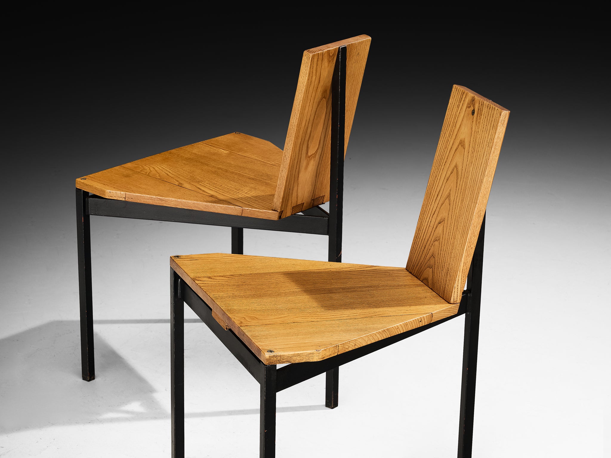 Wim Den Boon Set of Six Dining Chairs in Ash and Steel Seating Morentz