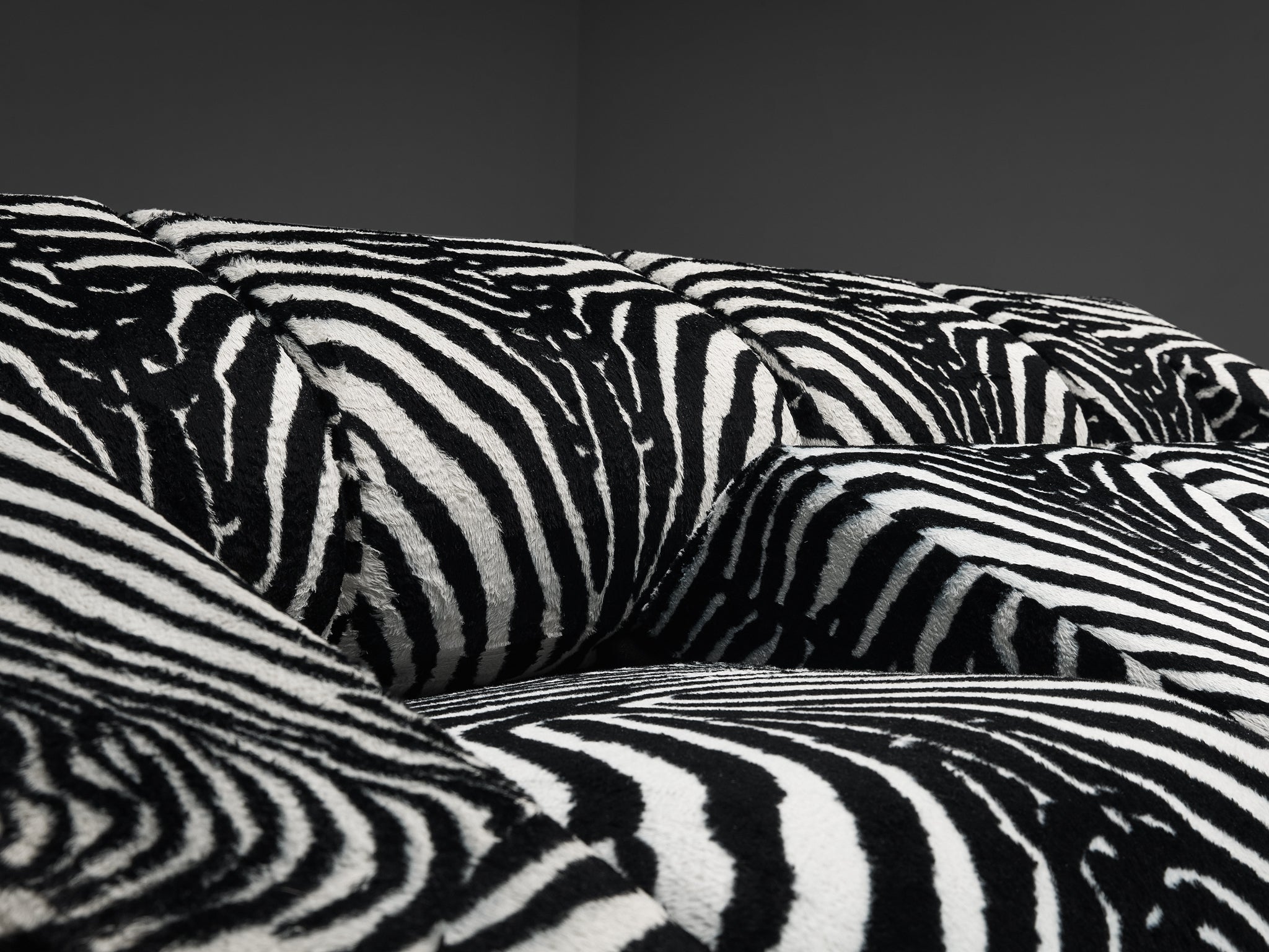 Mario Botta for Alias Pair of 'Obliqua' Sofas in Zebra Print Upholstery seating Morentz