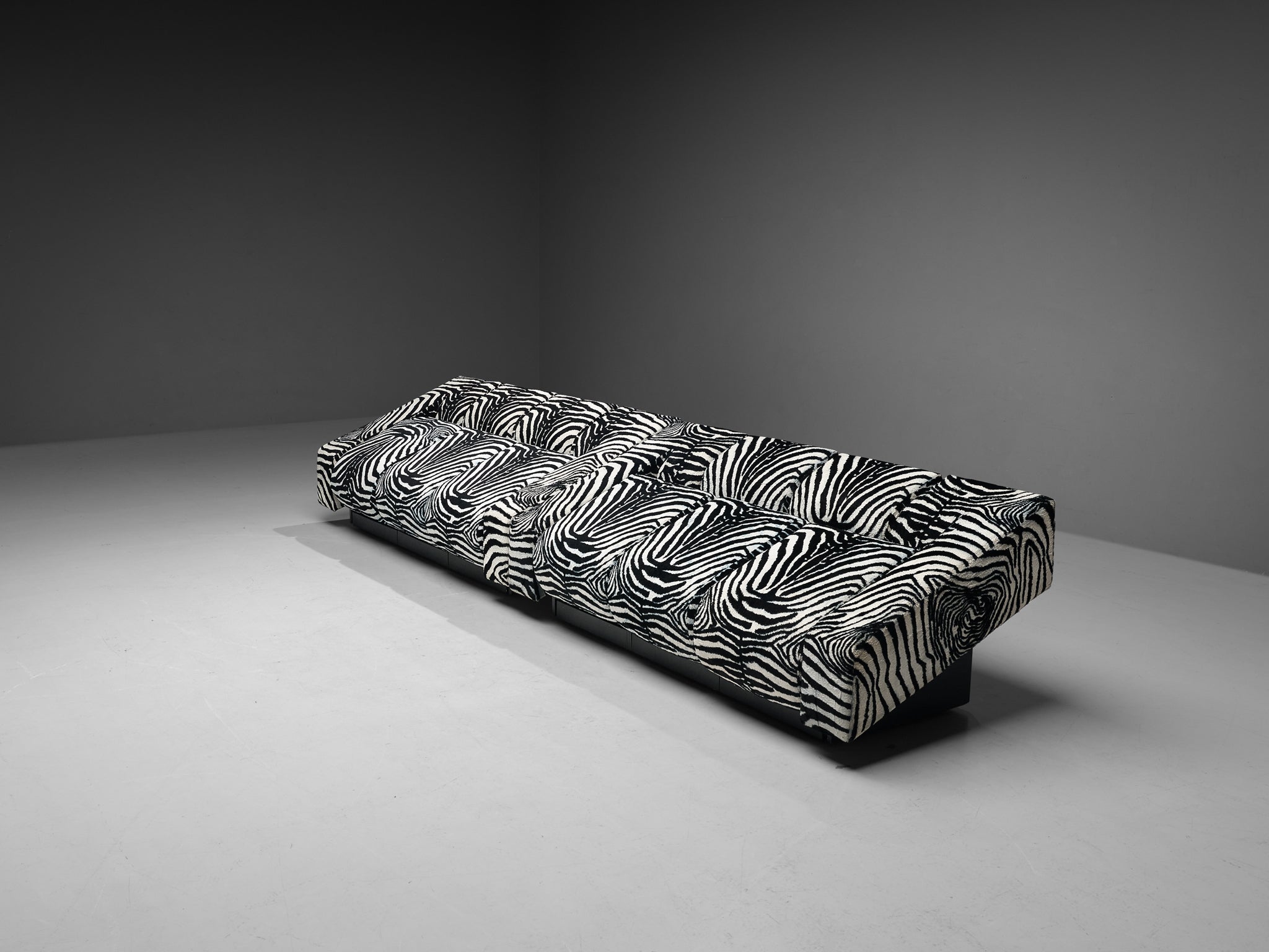 Mario Botta for Alias Pair of 'Obliqua' Sofas in Zebra Print Upholstery seating Morentz