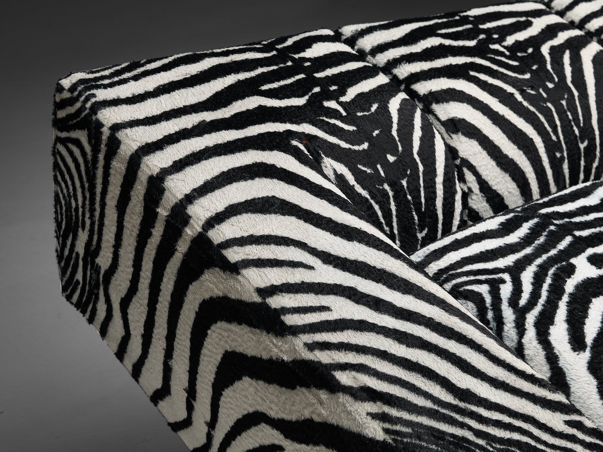 Mario Botta for Alias Pair of 'Obliqua' Sofas in Zebra Print Upholstery seating Morentz