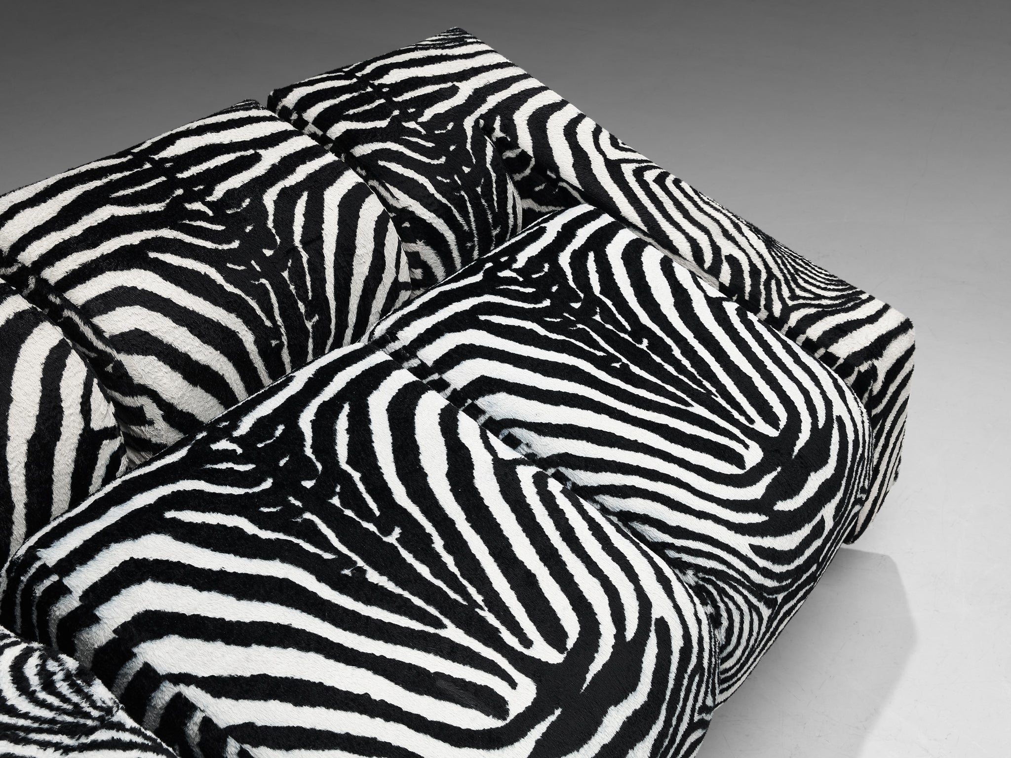 Mario Botta for Alias Pair of 'Obliqua' Sofas in Zebra Print Upholstery seating Morentz