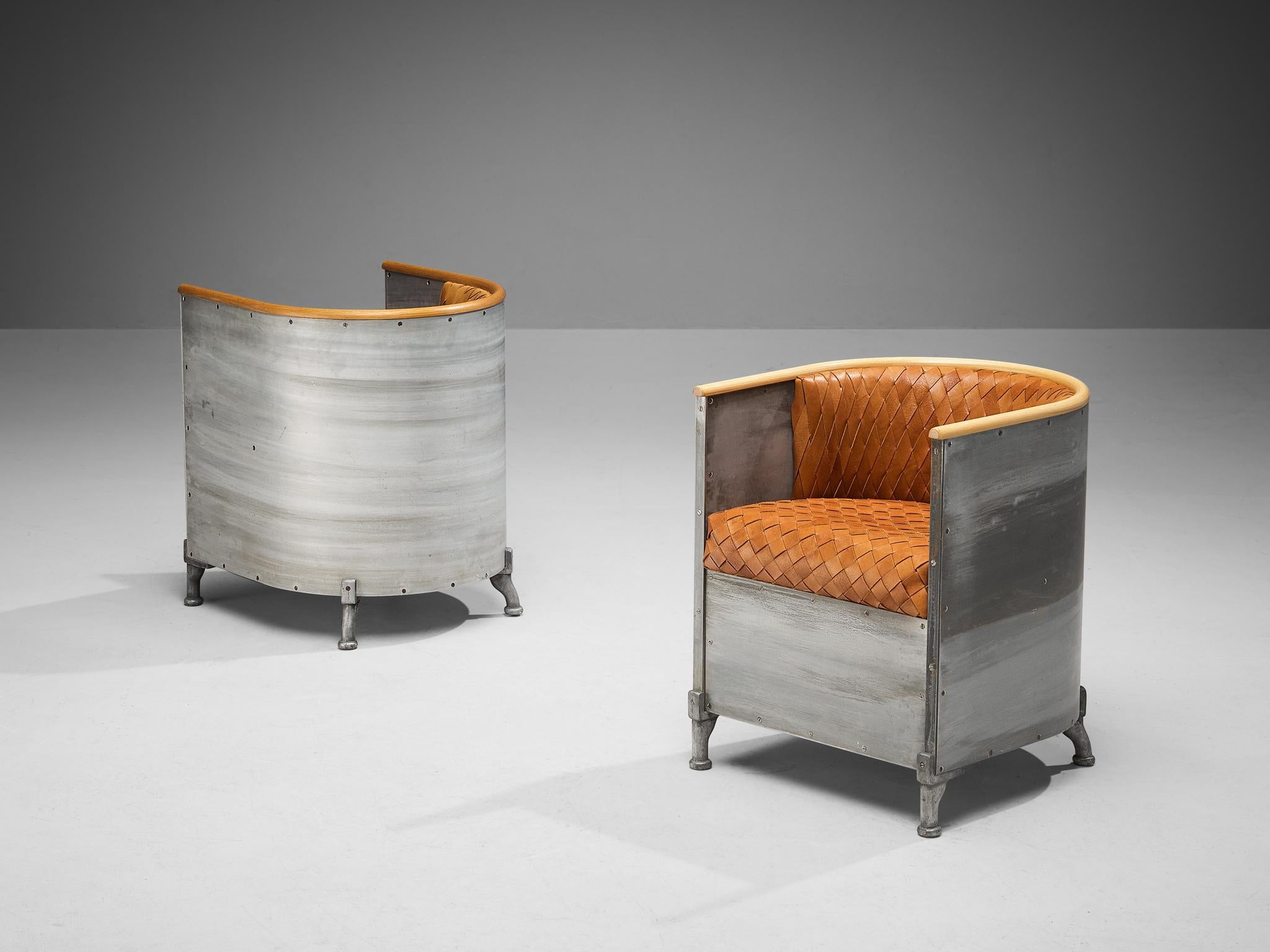 Mats Theselius for Källemo AB Armchairs in Leather and Aluminum