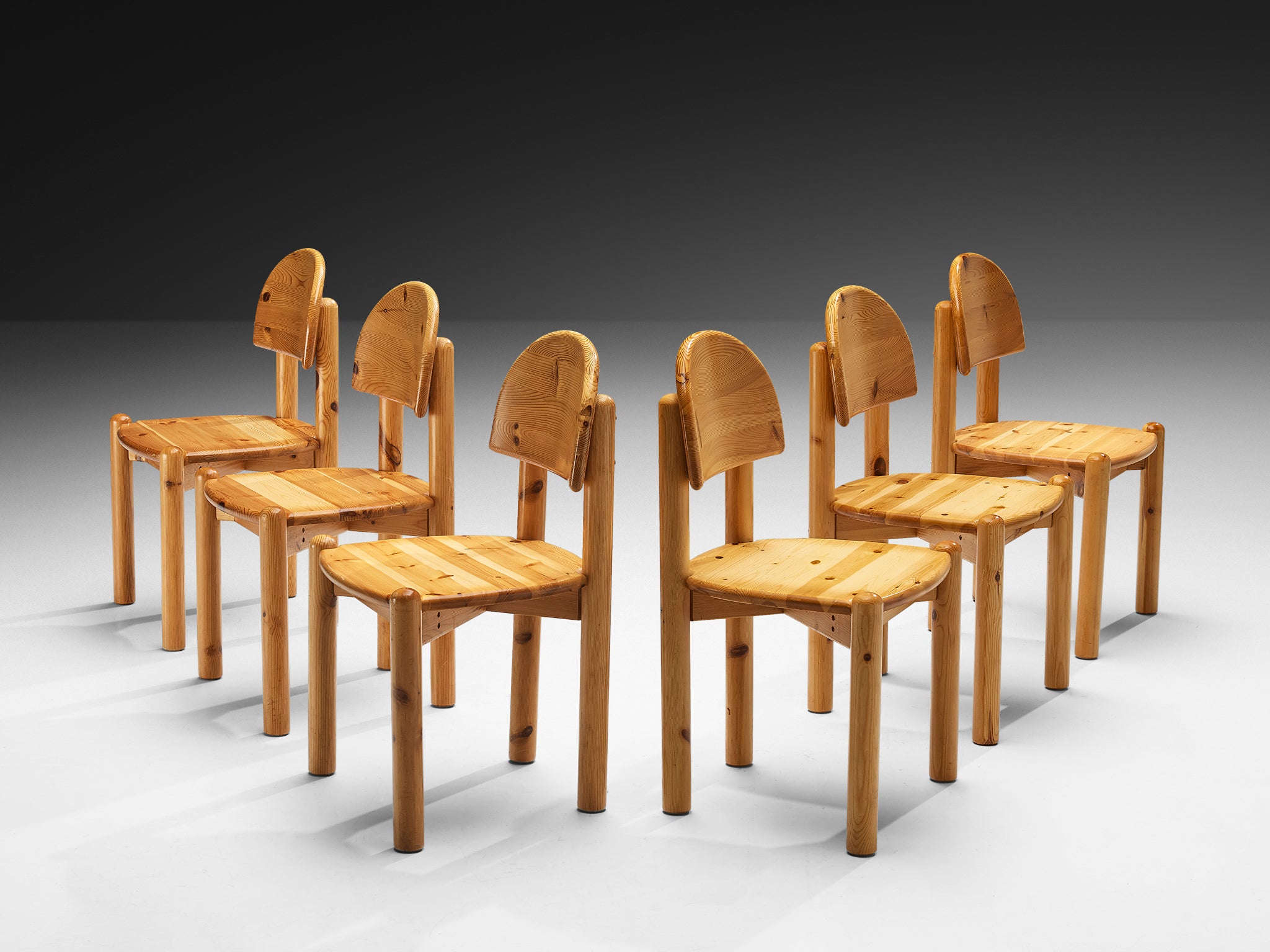 Danish Set of Six Chairs in Solid Pine Seating Morentz
