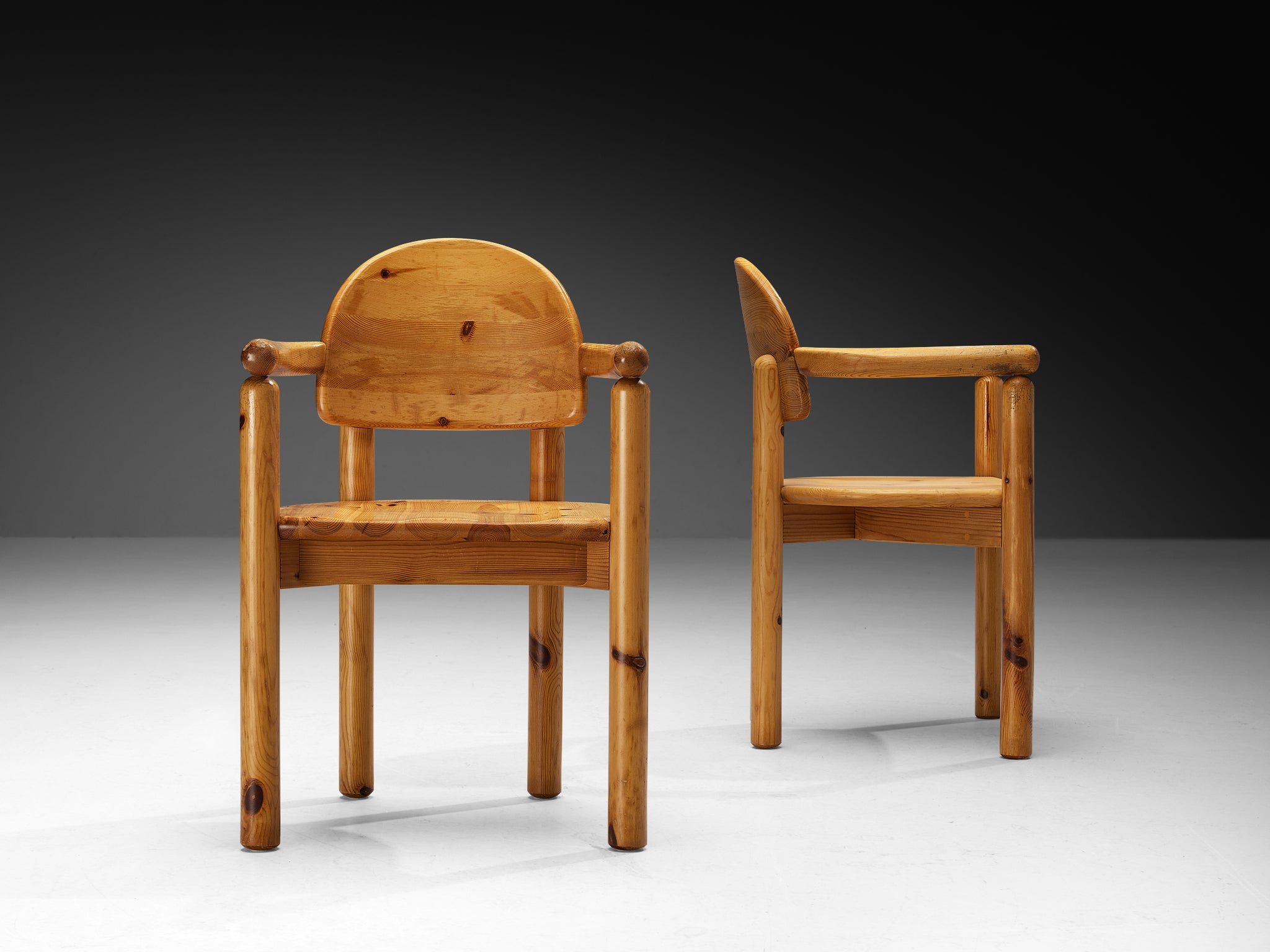 Rainer Daumiller Set of Eight Armchairs in Solid Pine Seating Morentz