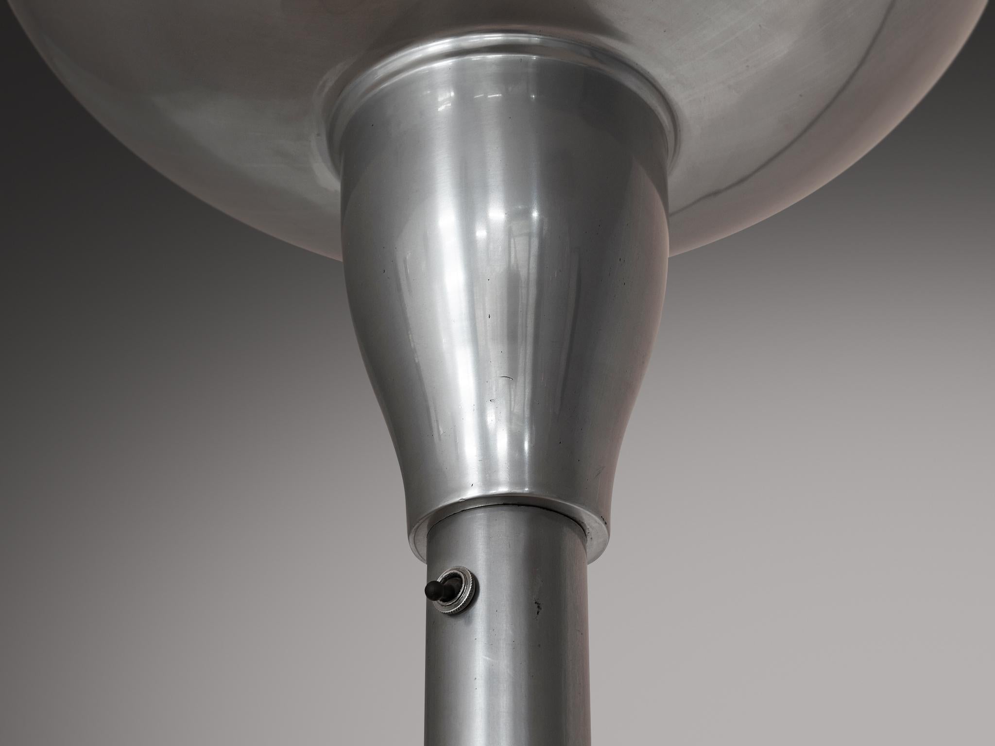 1930s French Art Deco Floor Lamp in Silver Aluminum lighting Morentz