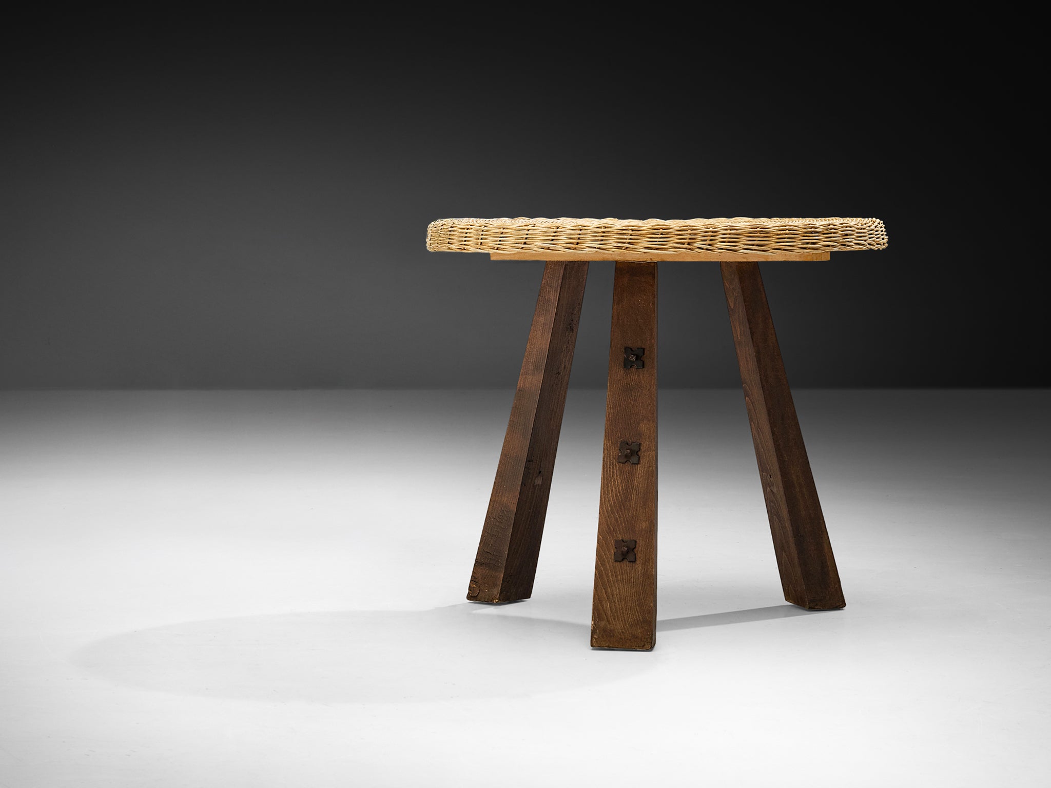 Spanish Rustic Side Table in Cane and Oak Tables Morentz