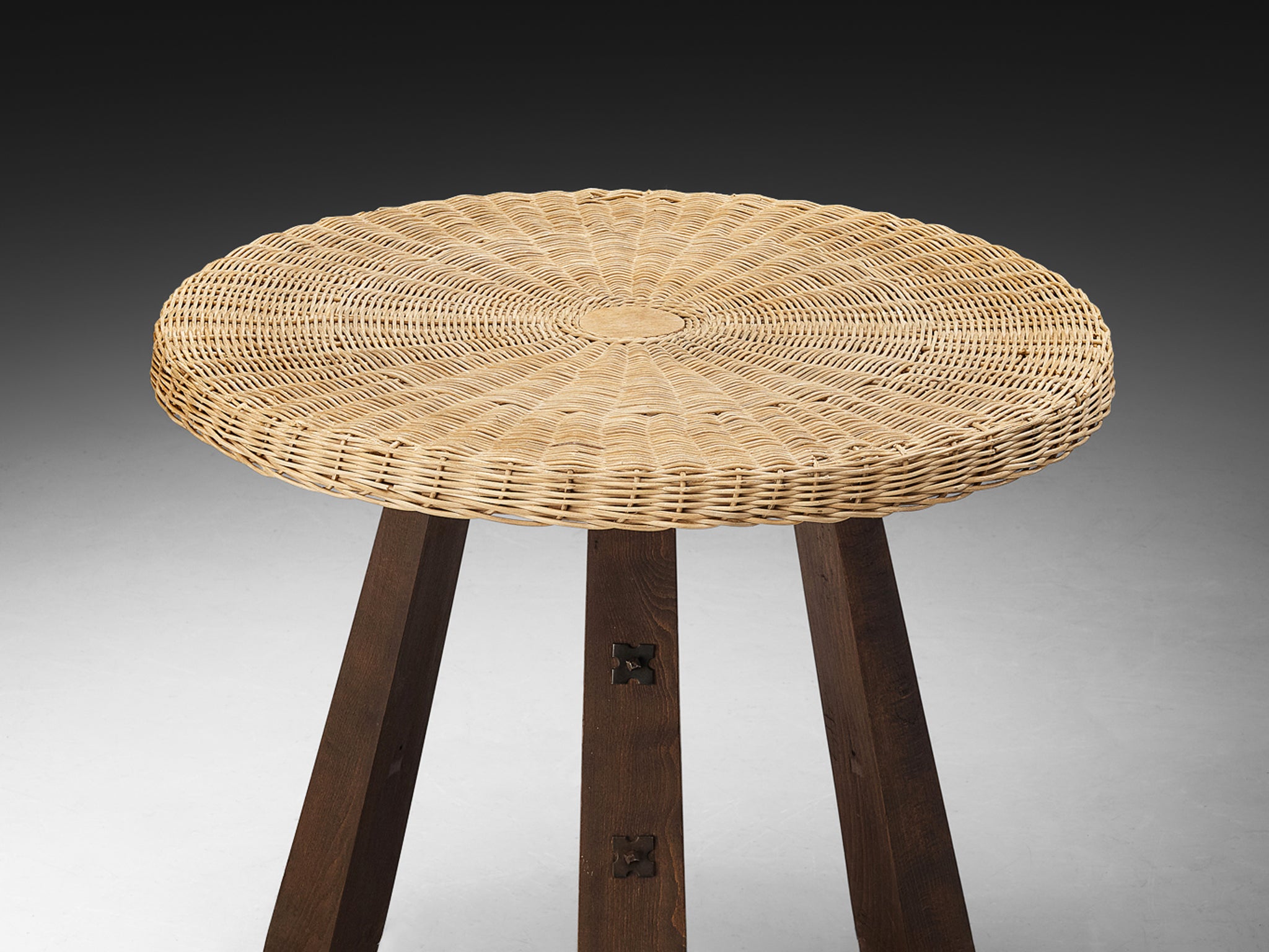 Spanish Rustic Side Table in Cane and Oak Tables Morentz