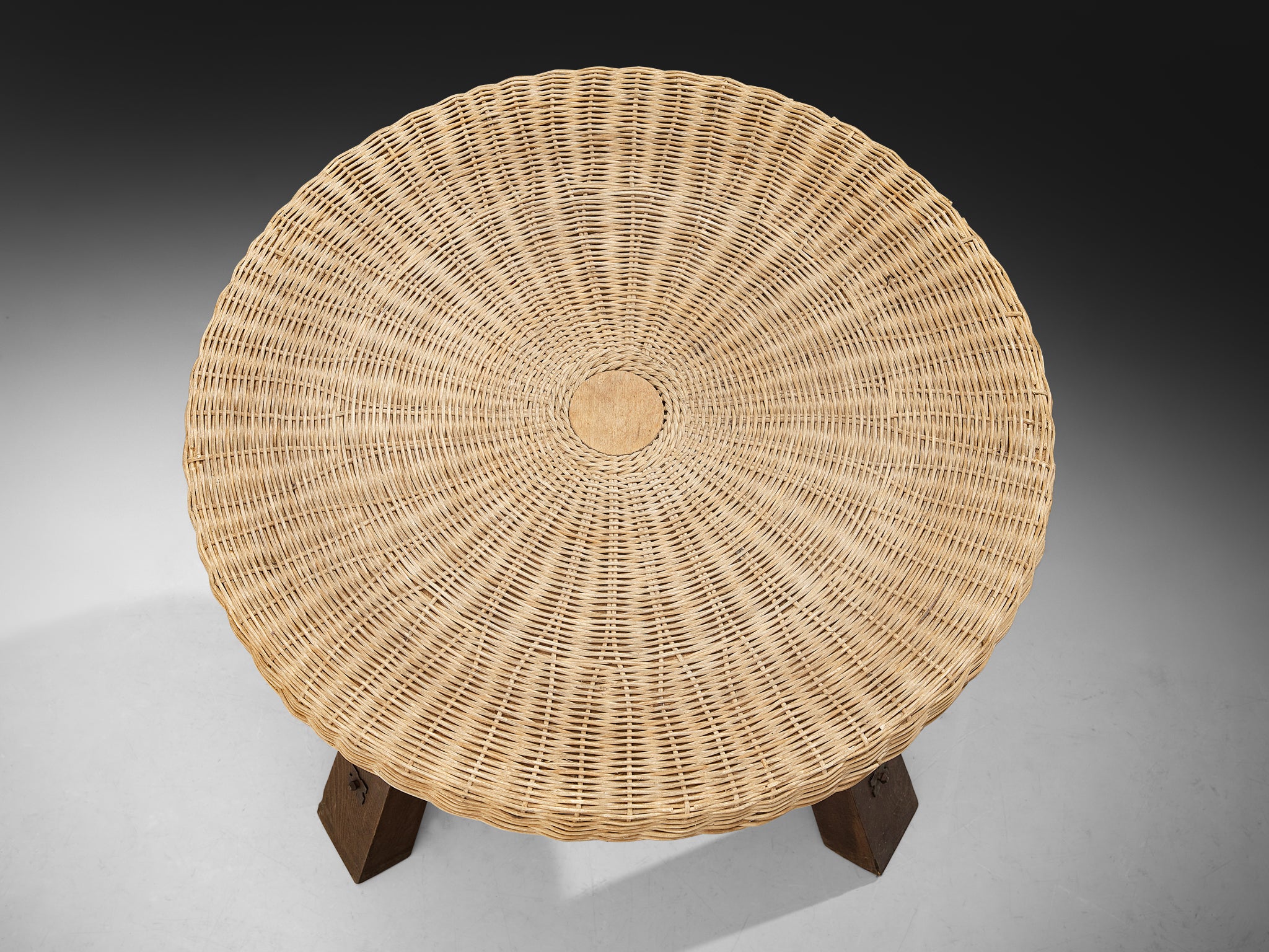 Spanish Rustic Side Table in Cane and Oak Tables Morentz