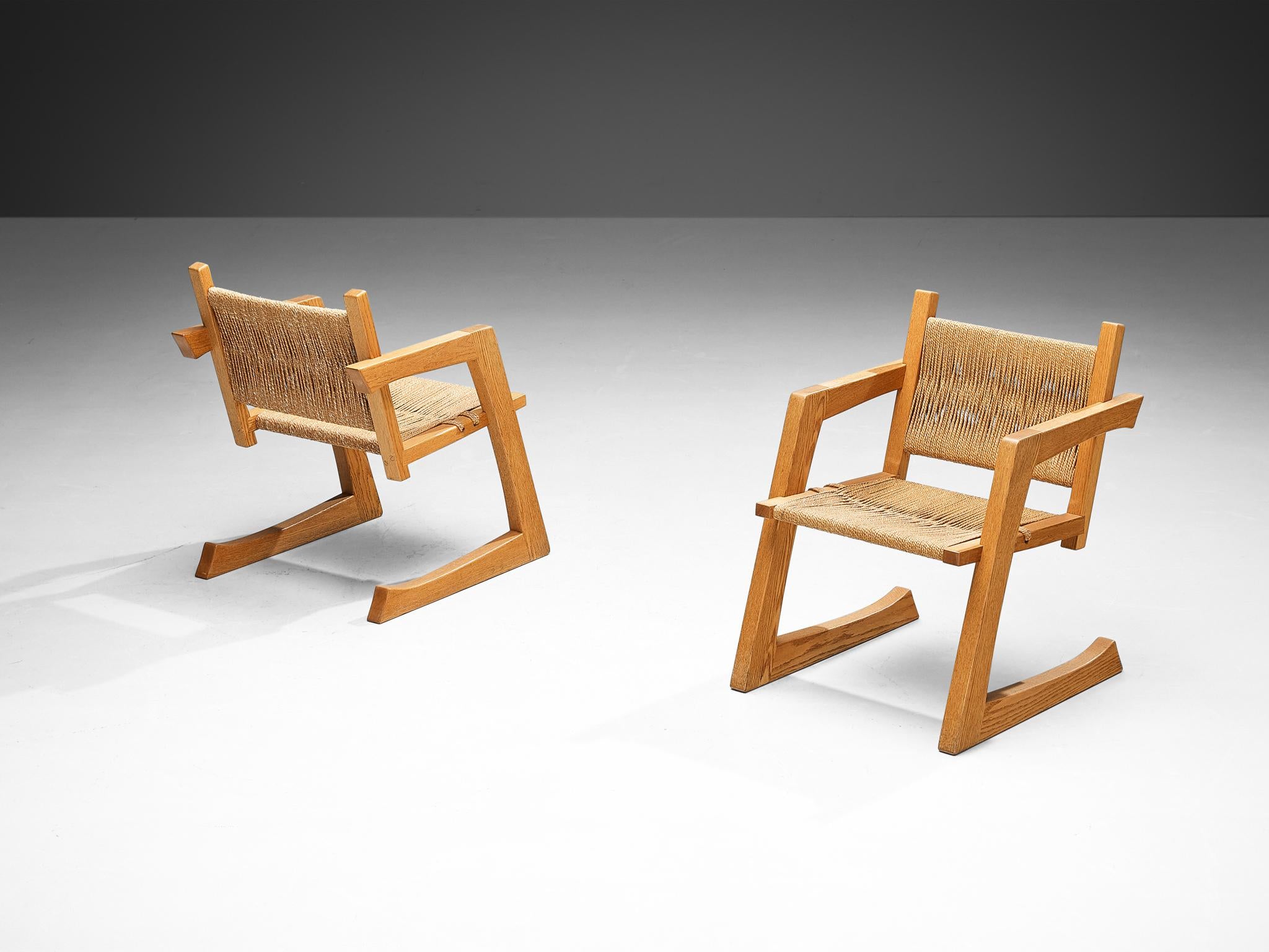 Gino Russo Armchairs in Oak and Woven Sea Grass seating Morentz