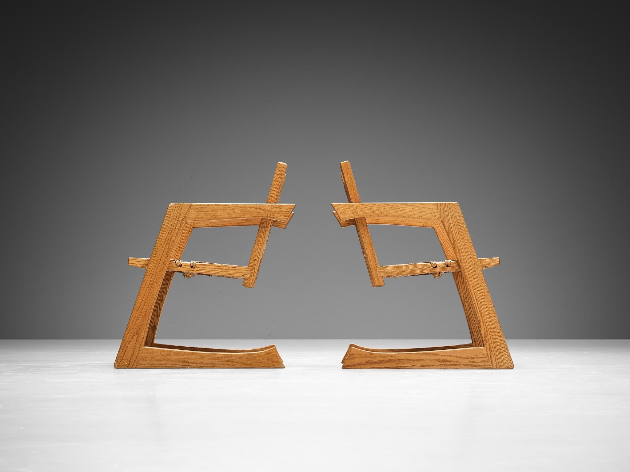 Gino Russo Armchairs in Oak and Woven Sea Grass seating Morentz