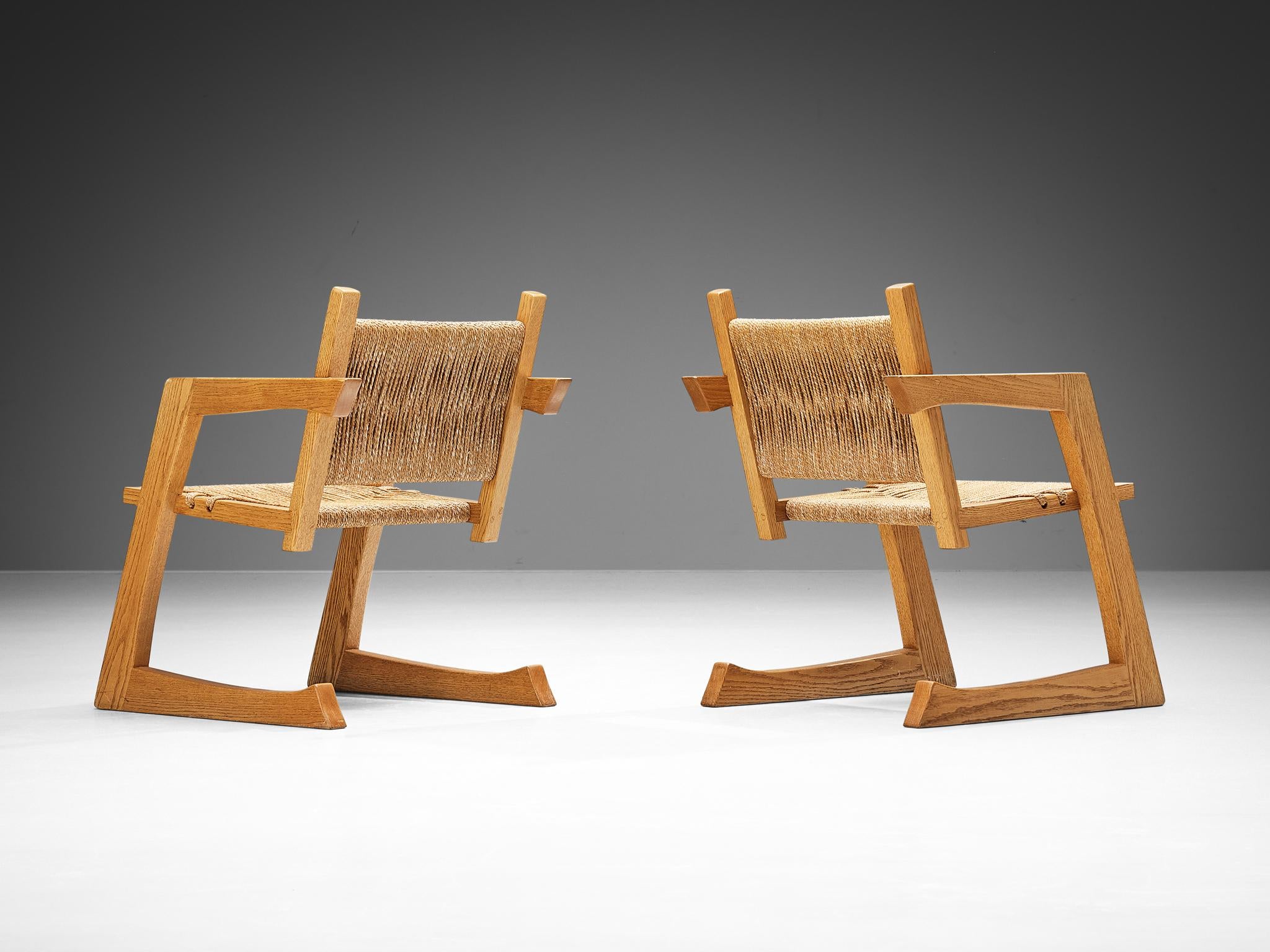 Gino Russo Armchairs in Oak and Woven Sea Grass seating Morentz